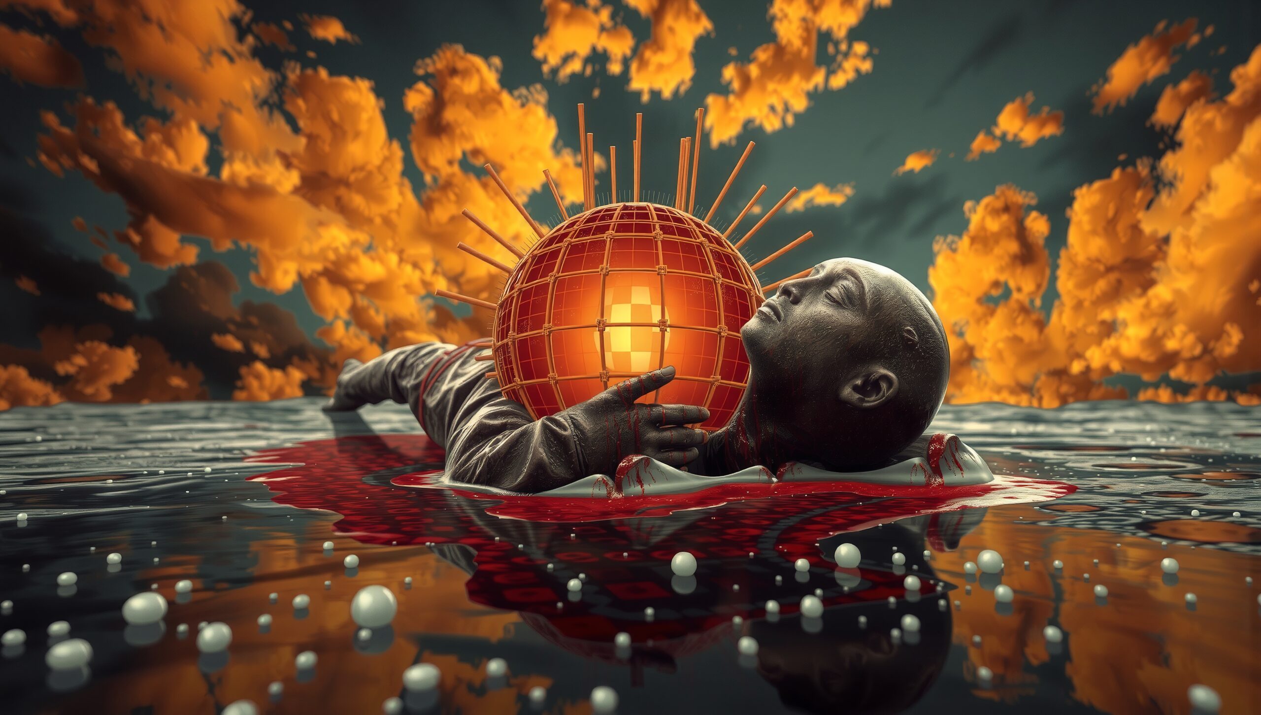 Surreal Reflection of Burning Sky