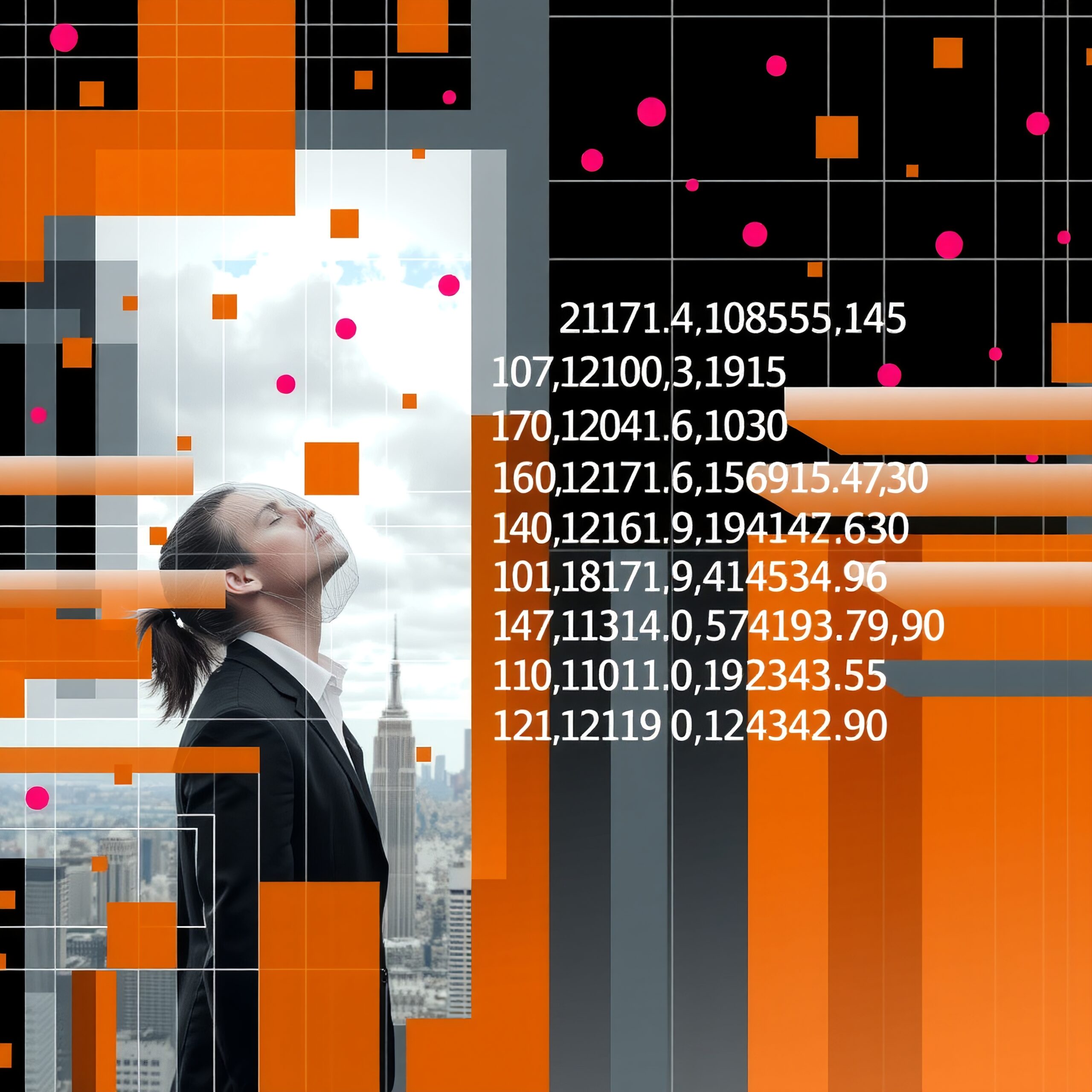 Businesswoman with digital overlay