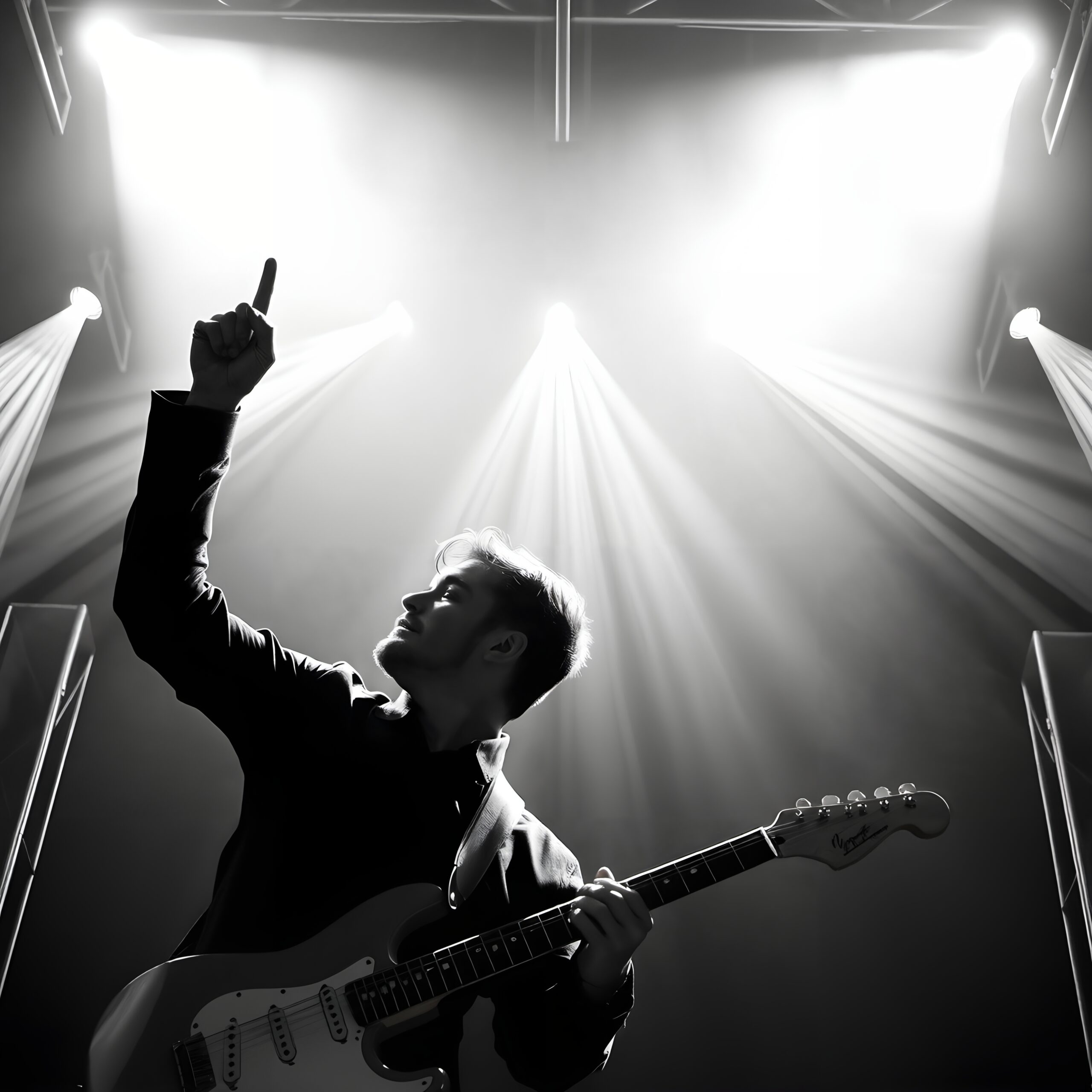 Dynamic Performer in Spotlight Glow