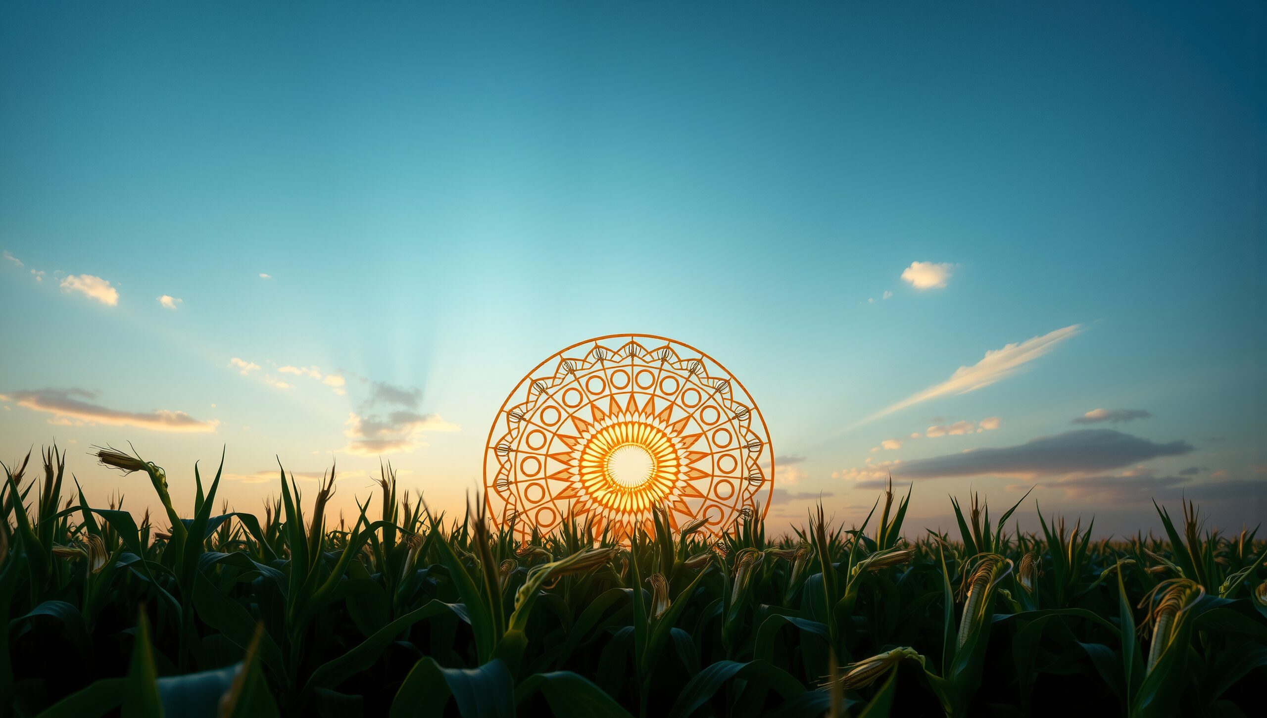 Intricate Sunset Over Cornfield