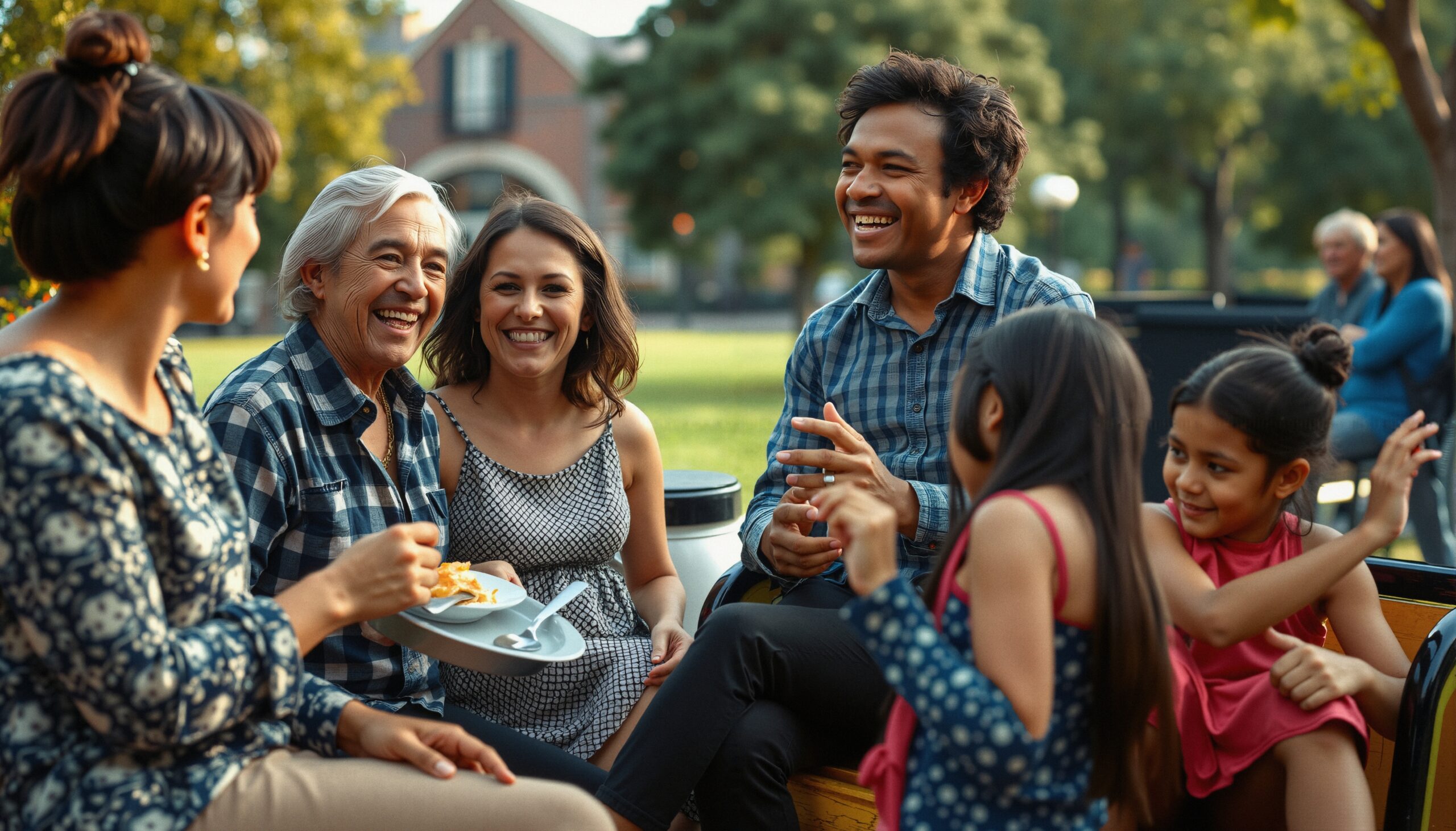Joyful Family Gathering in Park
