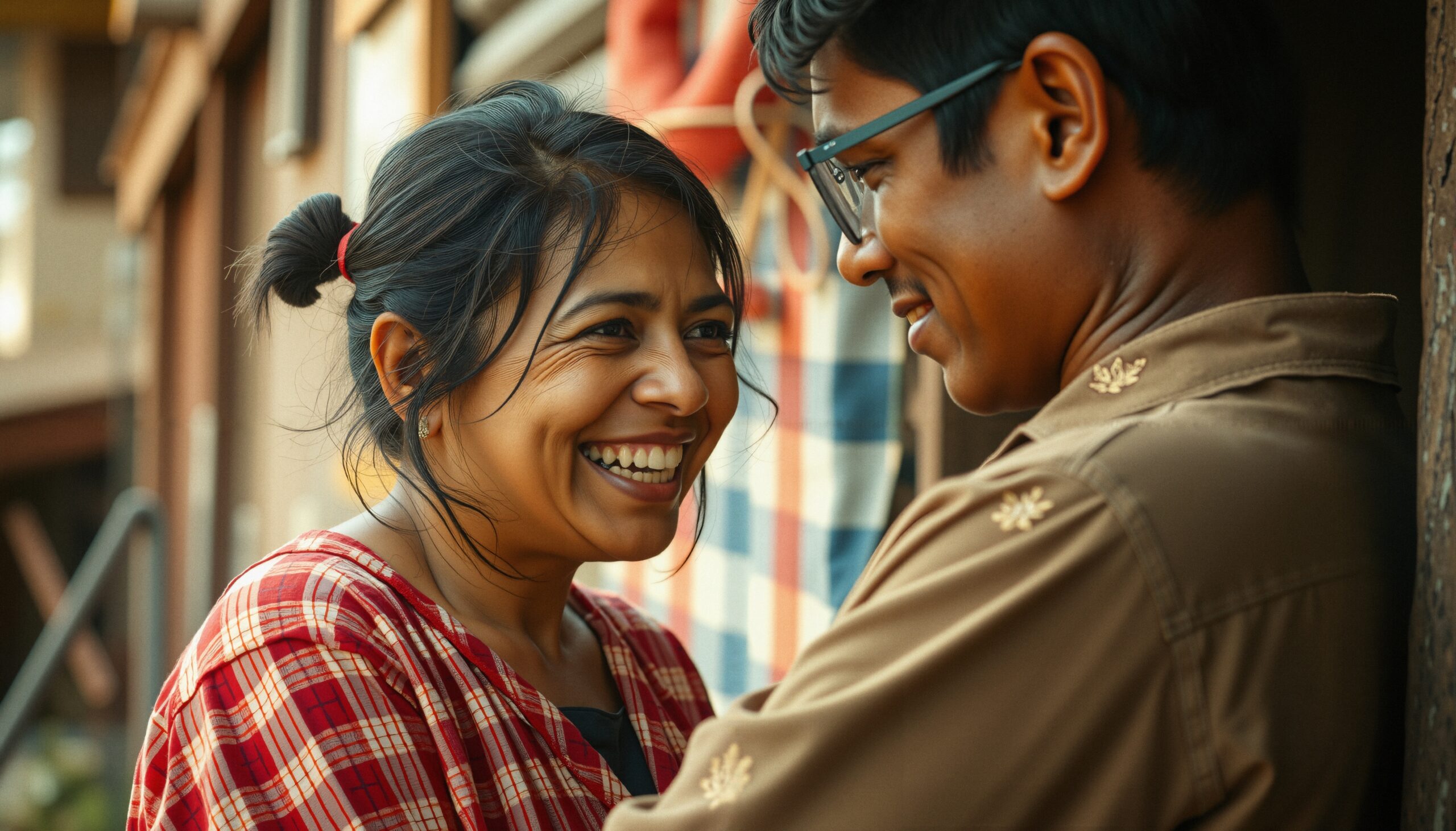 Joyful Moment Between Happy Couple