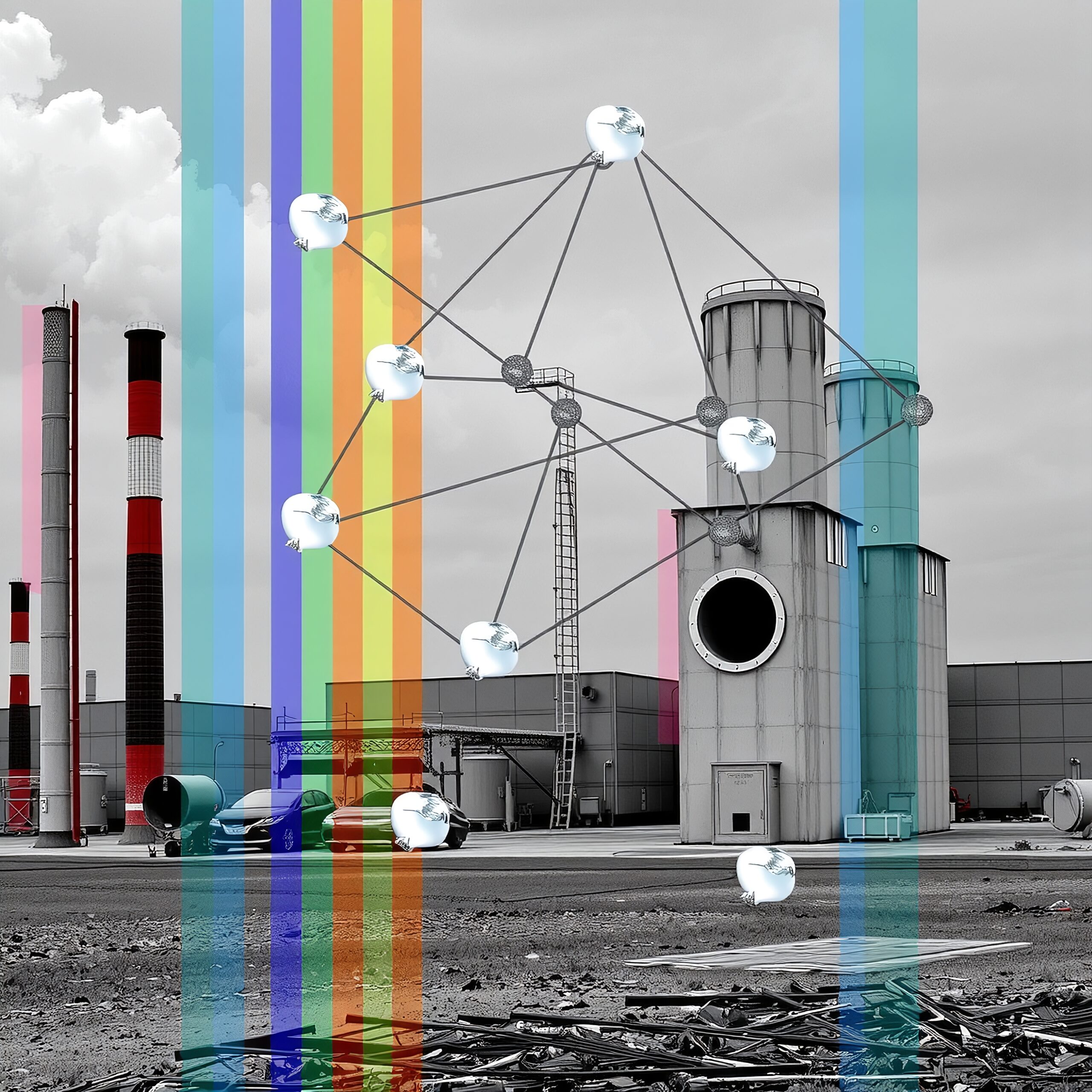 Industrial Scene with Abstract Art