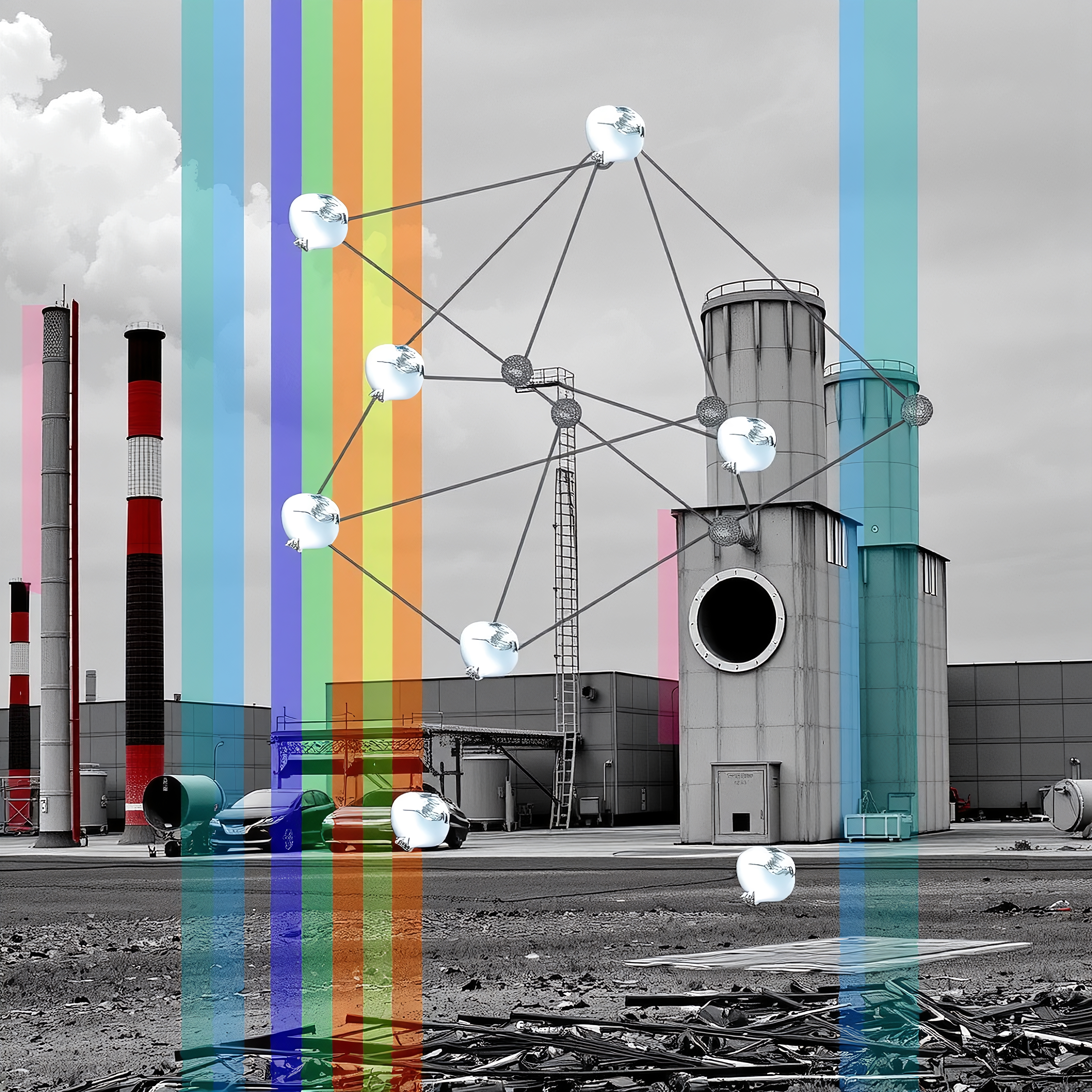 Industrial Scene with Abstract Art