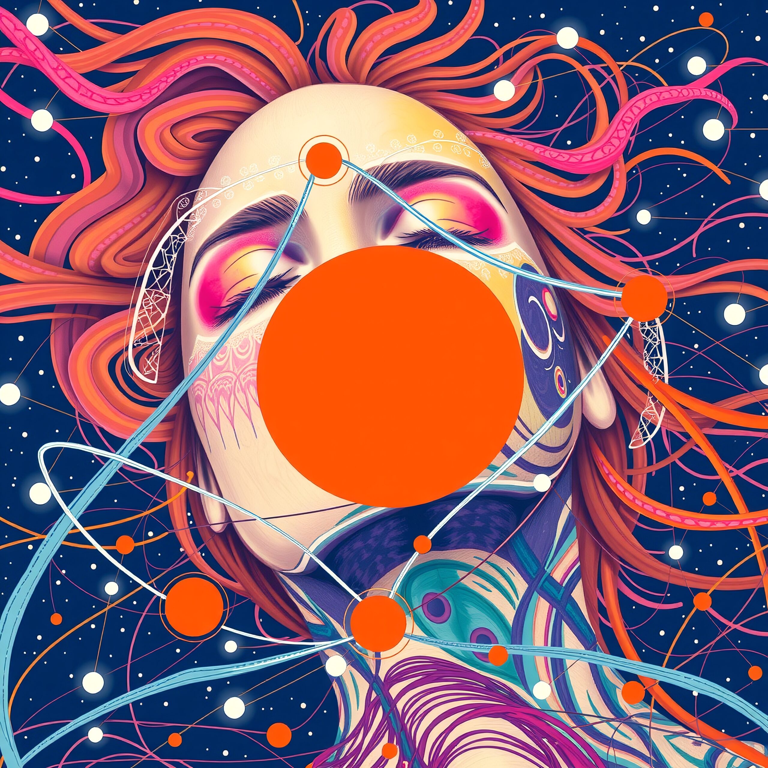 Cosmic Dreamscape with Abstract Portrait