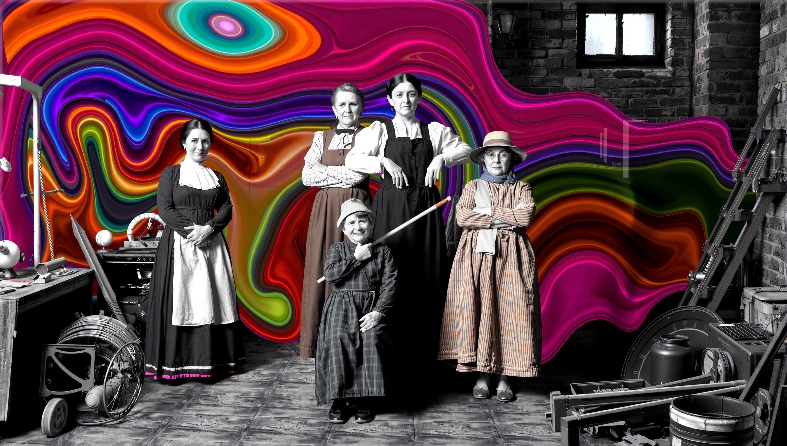 Historic Women in Colorful Setting