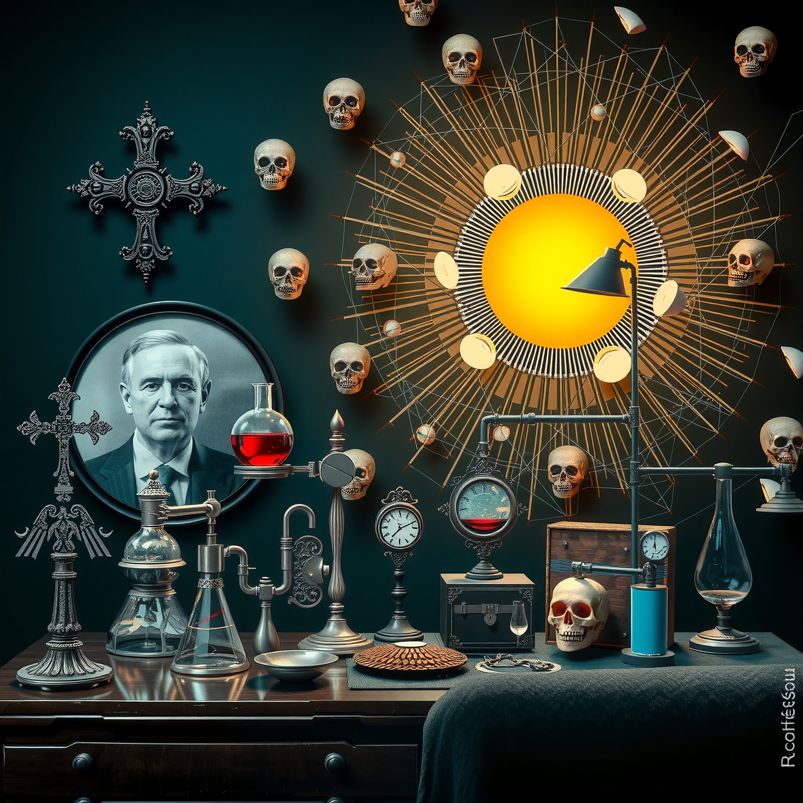 Mystical Laboratory with Skulls