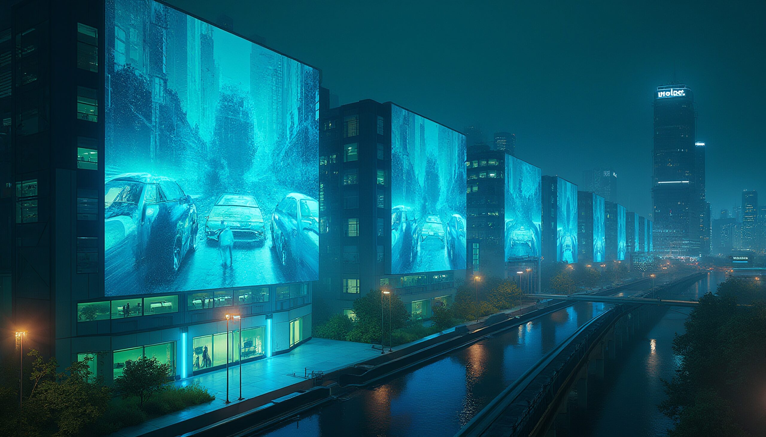 Futuristic Blue Urban Reflections