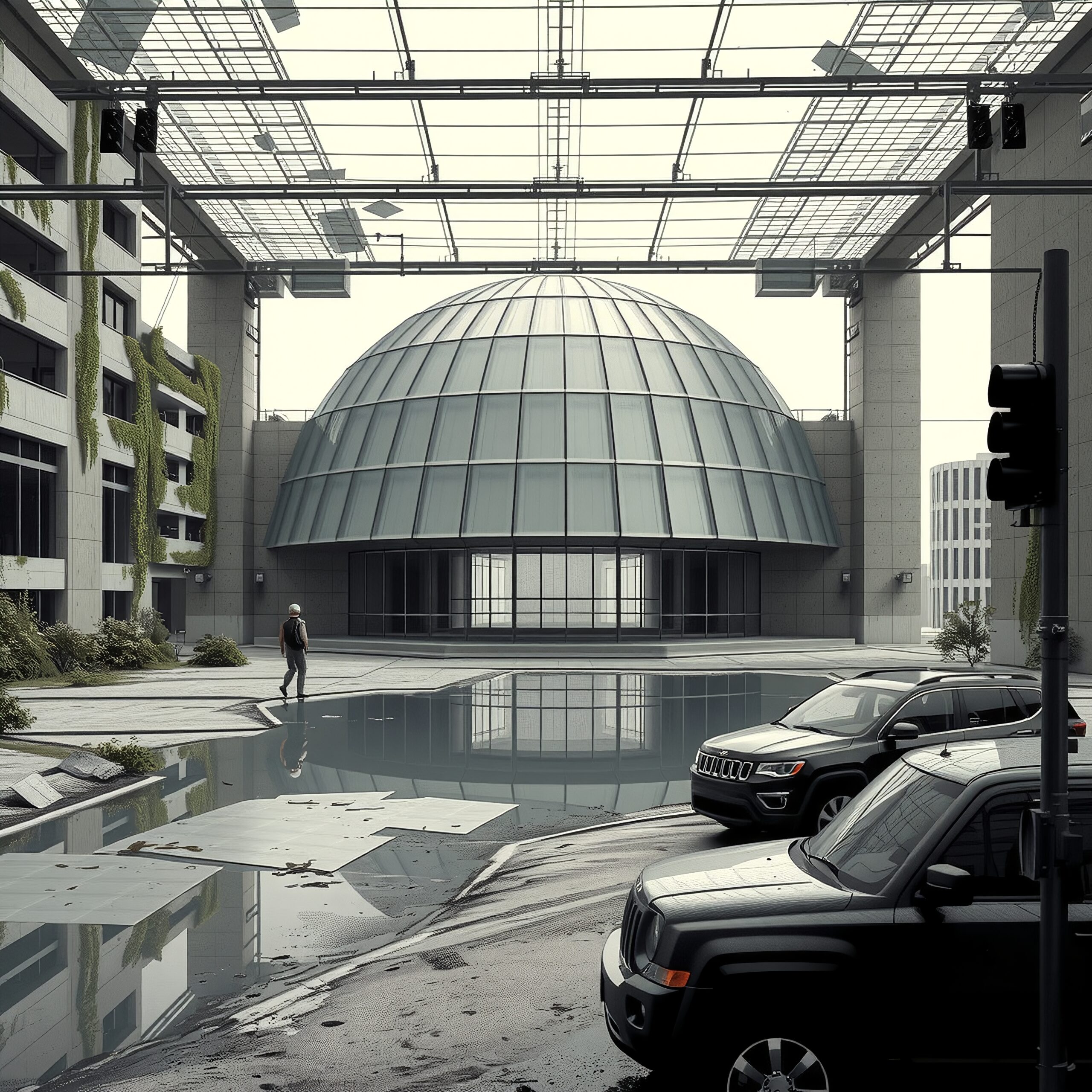 Futuristic Cityscape with Dome