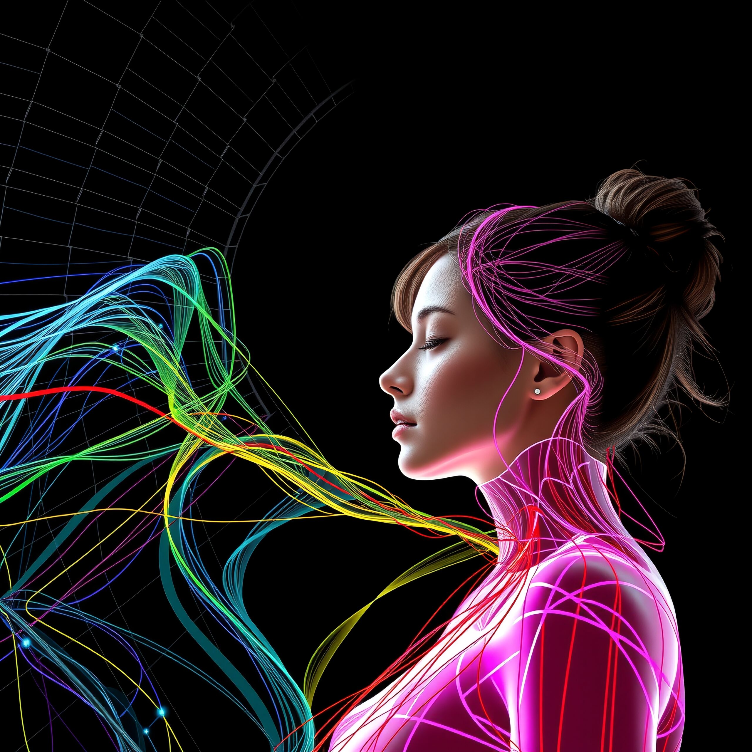 Neon Lights Embrace Modern Serenity