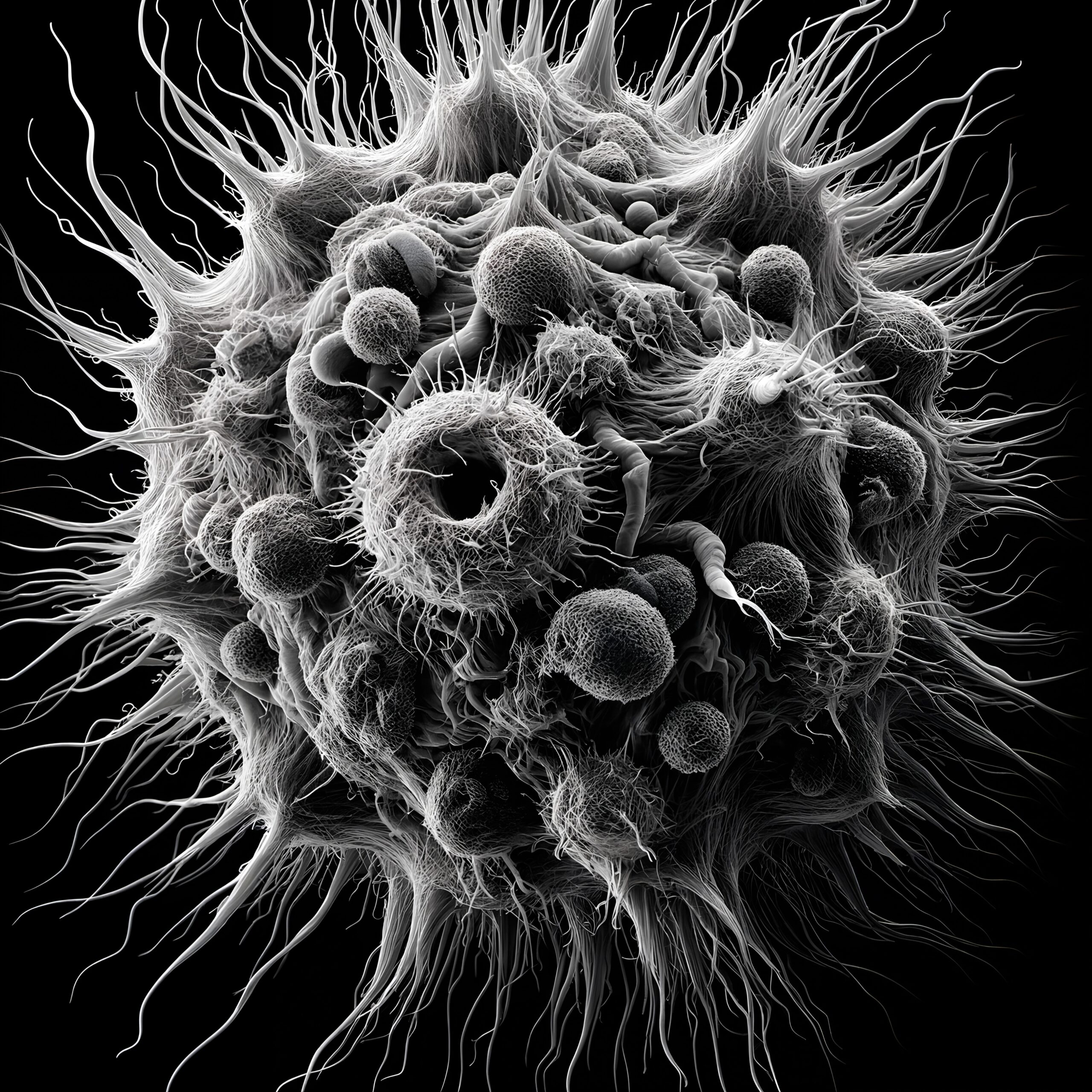 Monochrome Spiky Microorganism Sphere