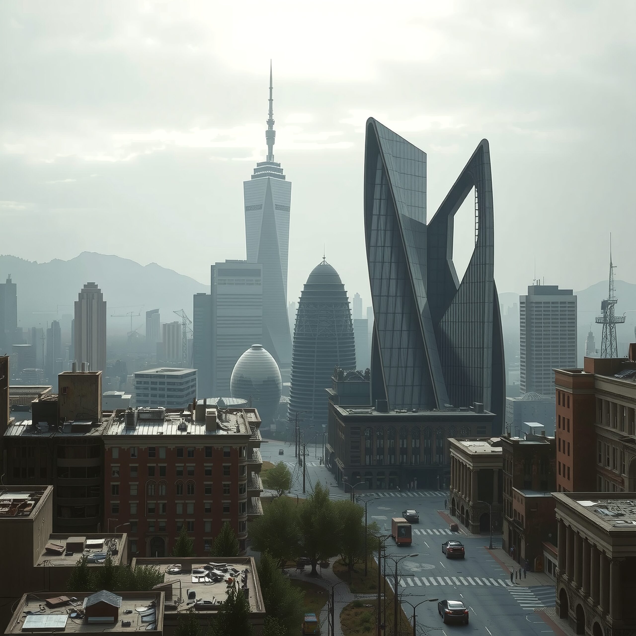 Futuristic City Amidst Mountains