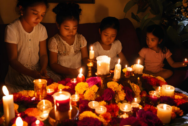 Reflection and Remembrance: Young Girls at Day of the Dead Altar