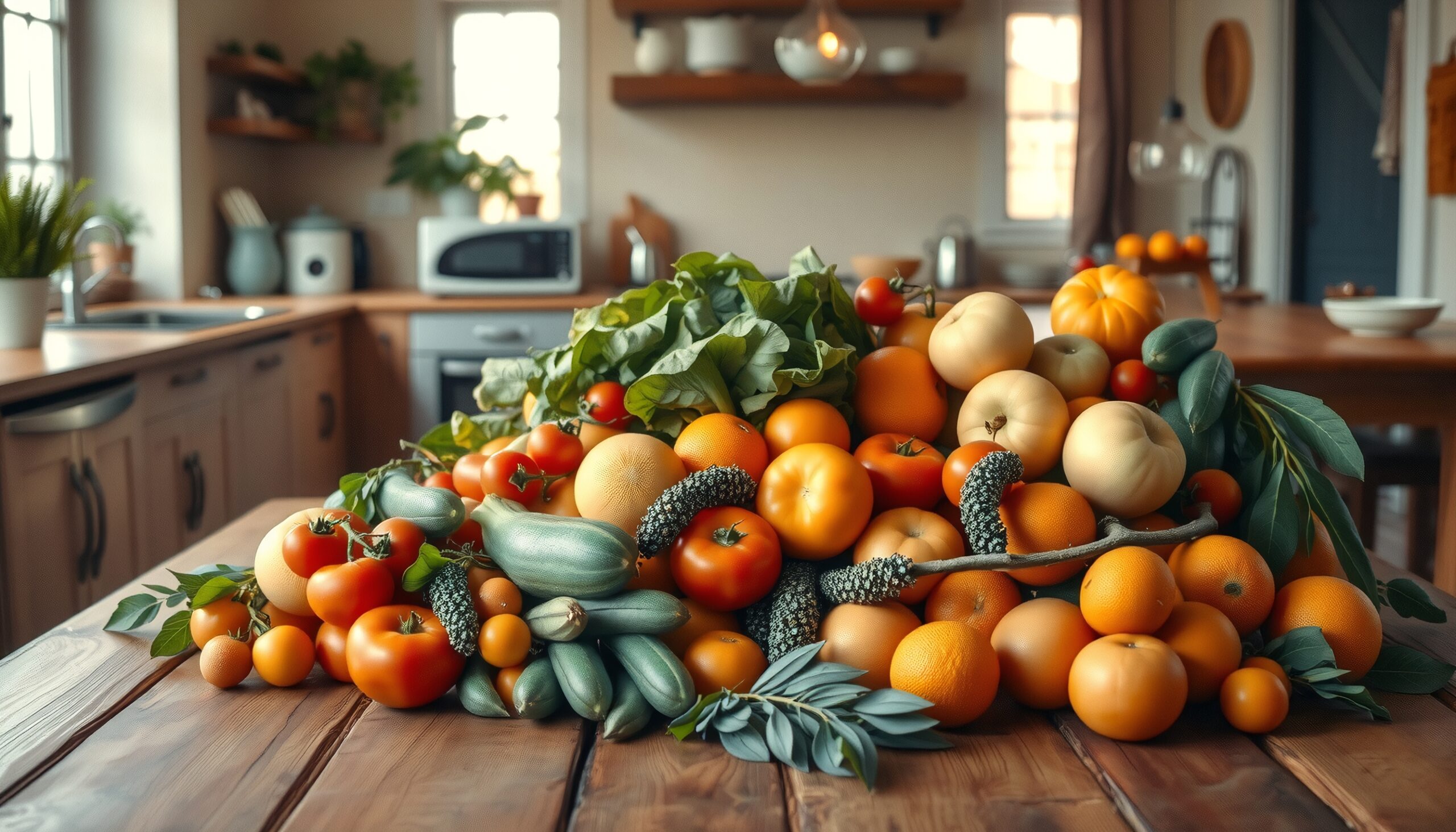 Colorful Harvest in Cozy Kitchen