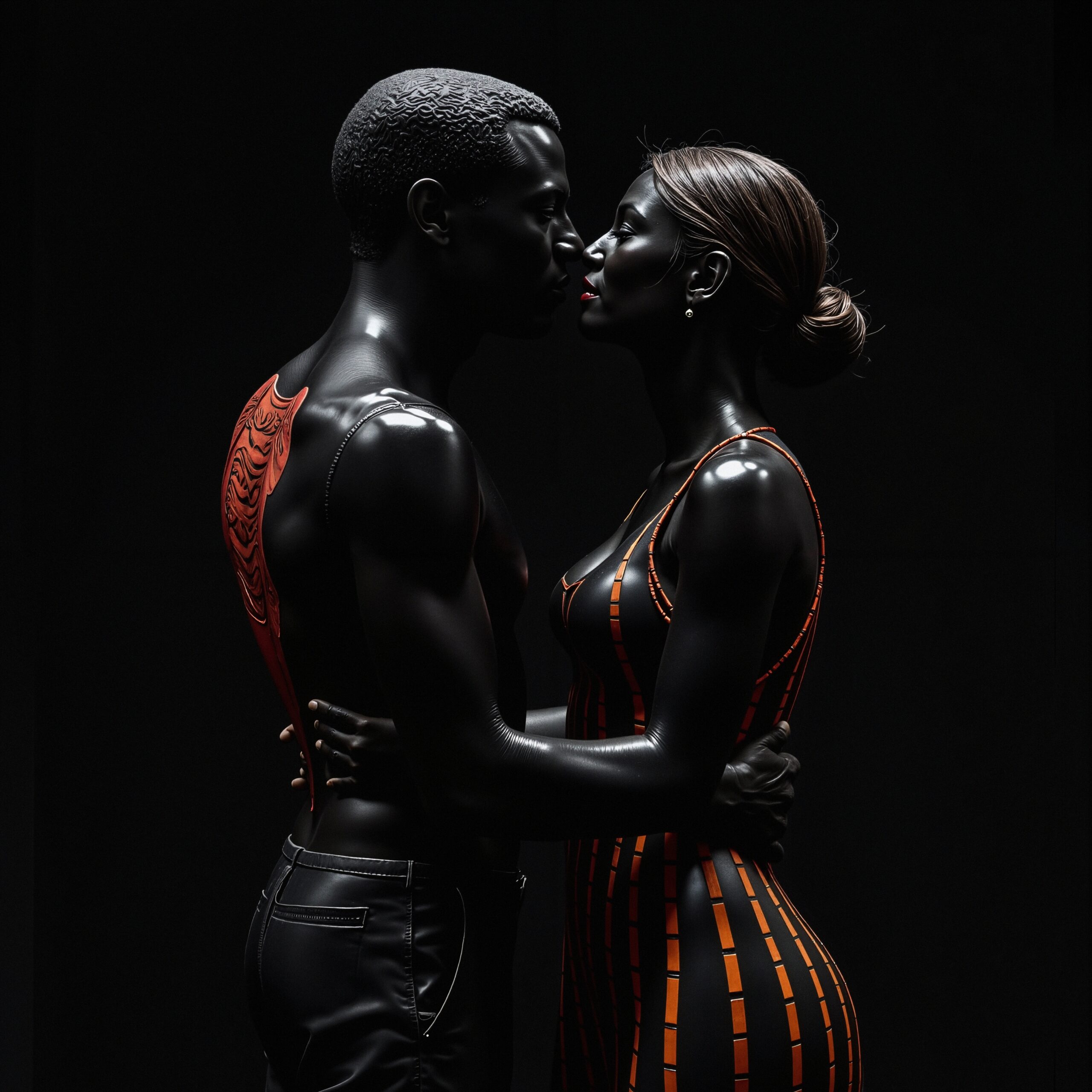 Elegant Couple in Dark Embrace