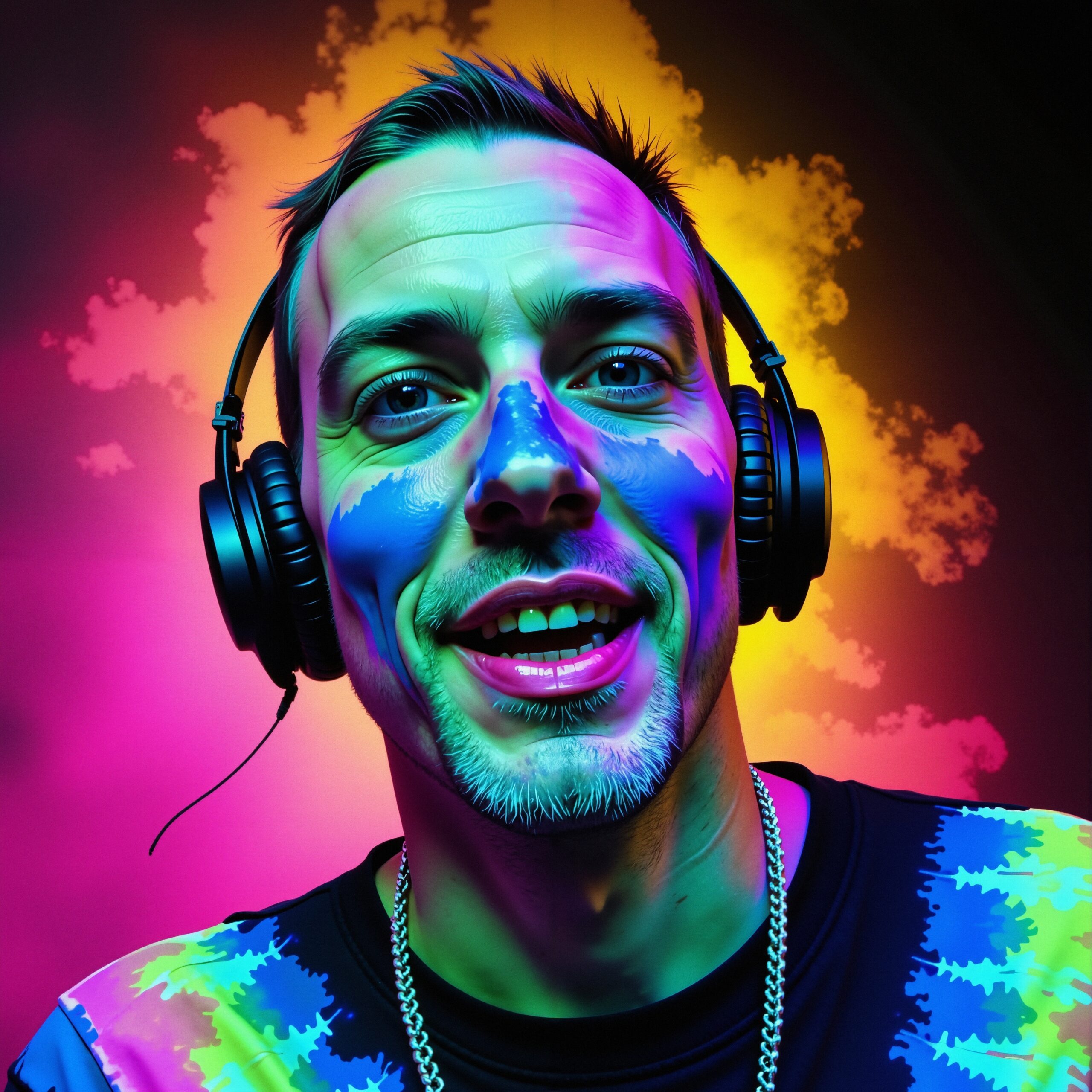 Vibrant Painted Music Enthusiast