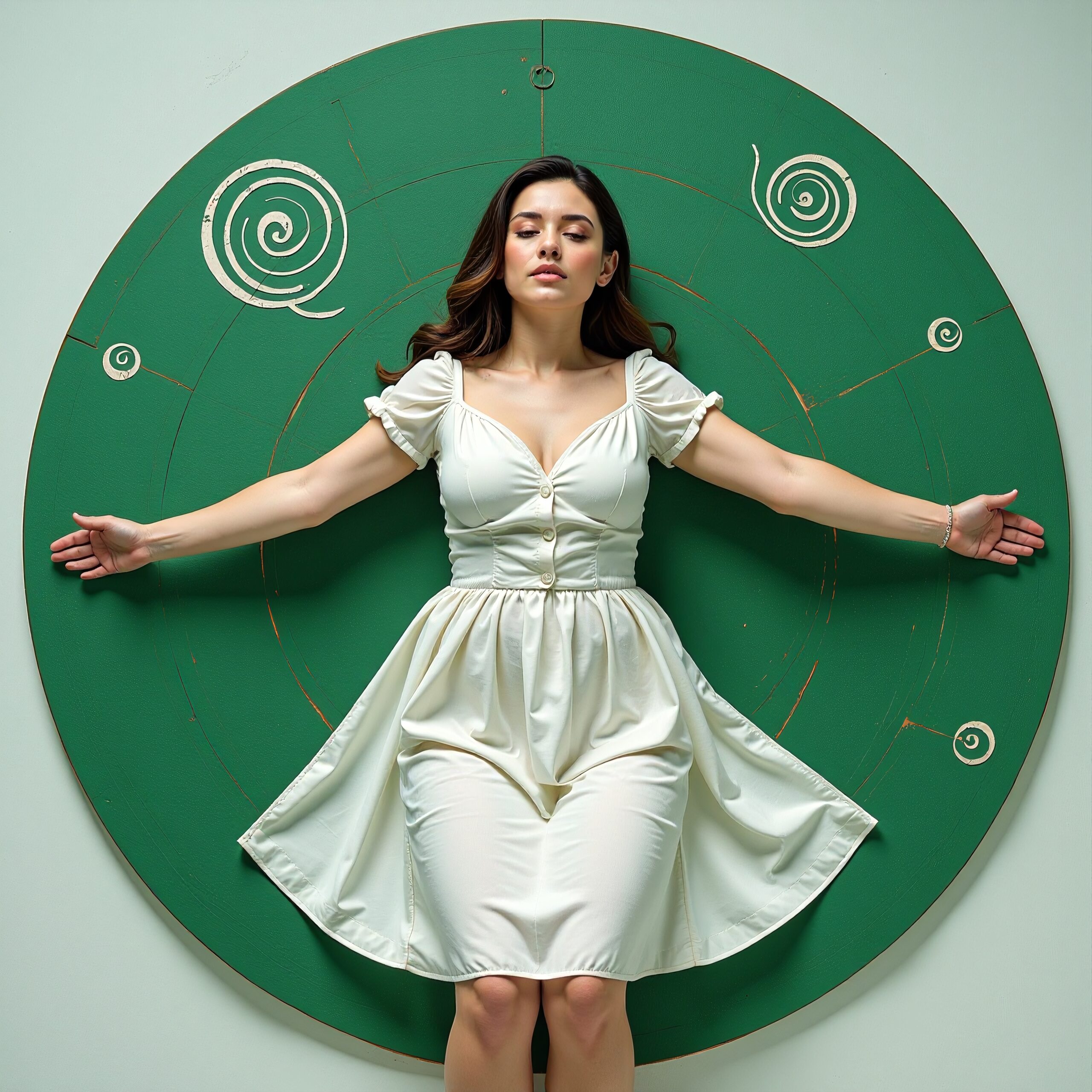 Woman Posed on Circular Backdrop