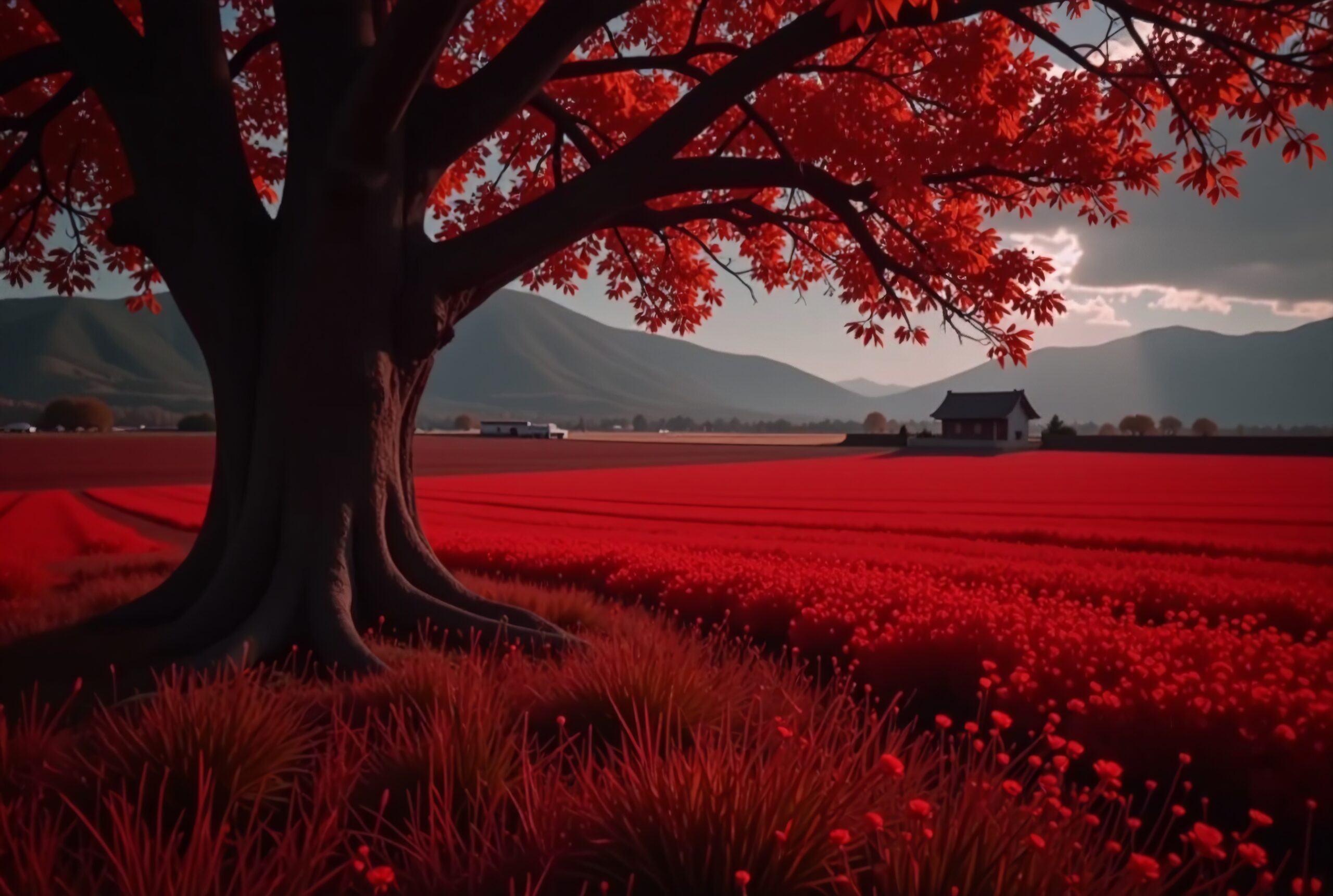 Fiery Autumn Fields in Bloom