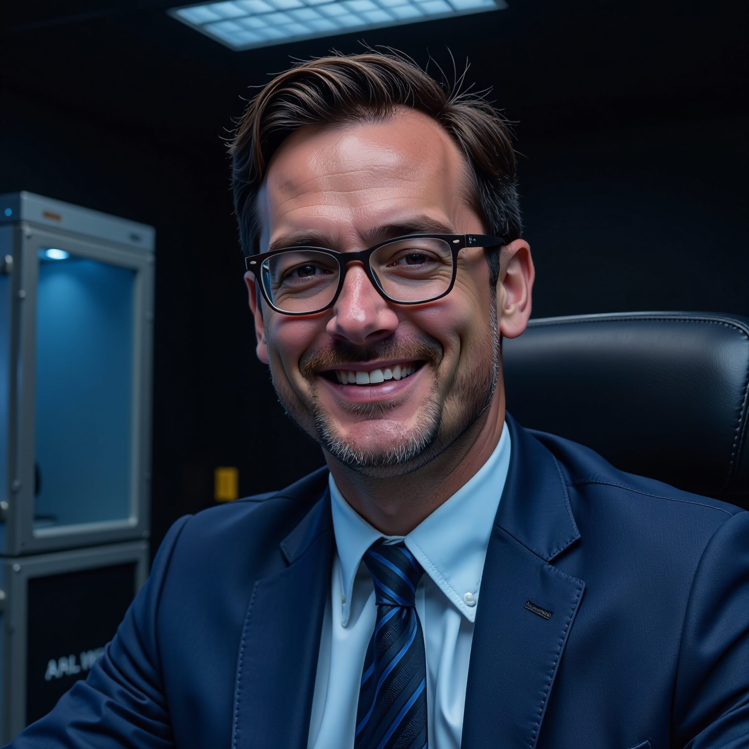 Smiling Professional in Office Suit