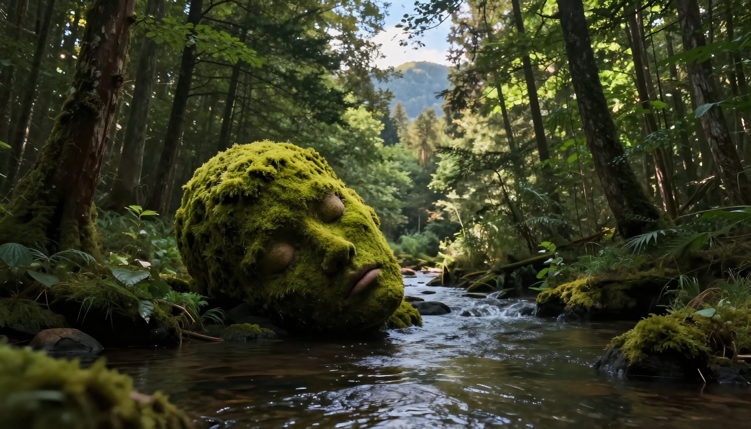 Serene Forest Sculpture Scene