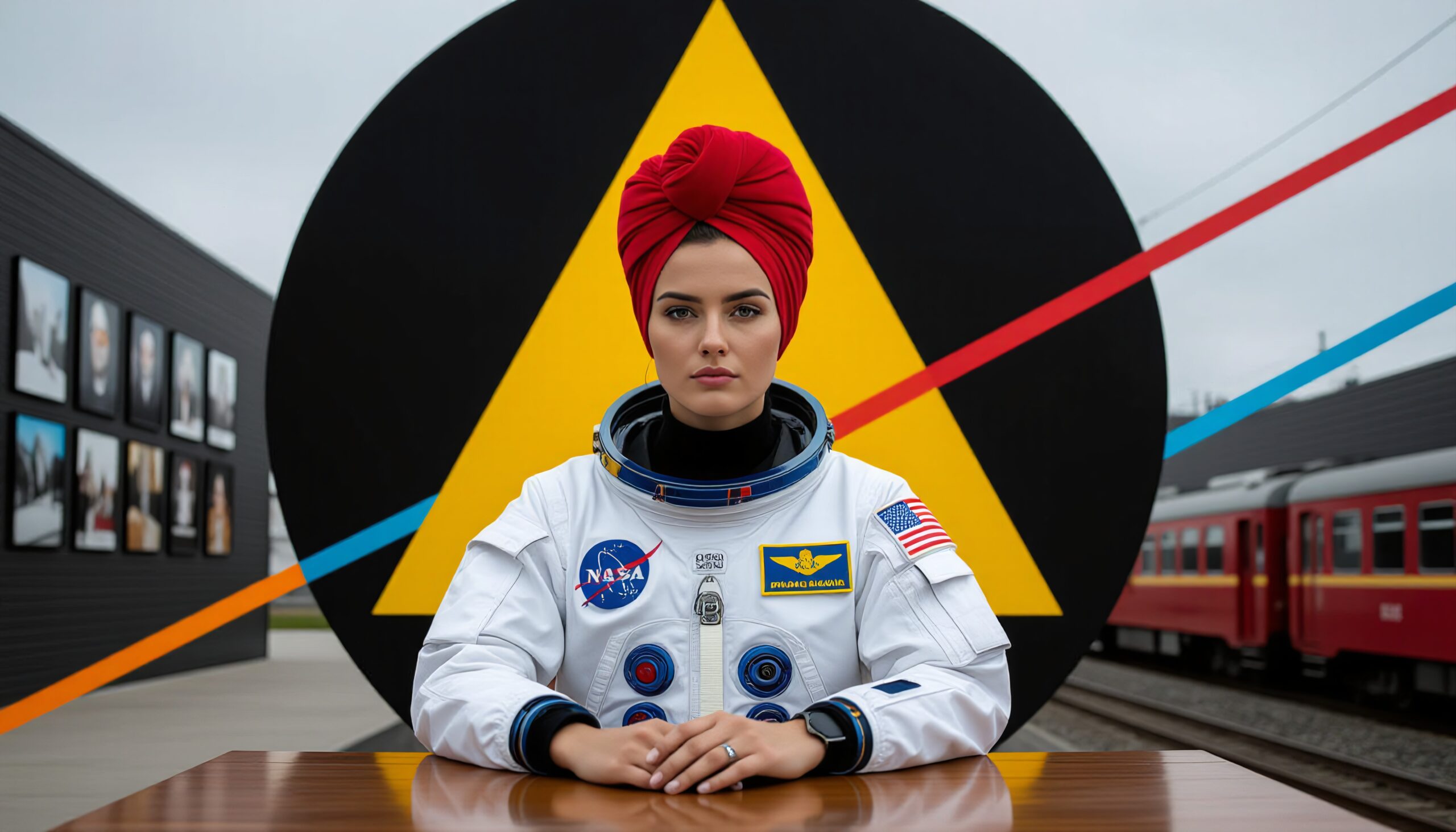 Astronaut and Geometric Artistry