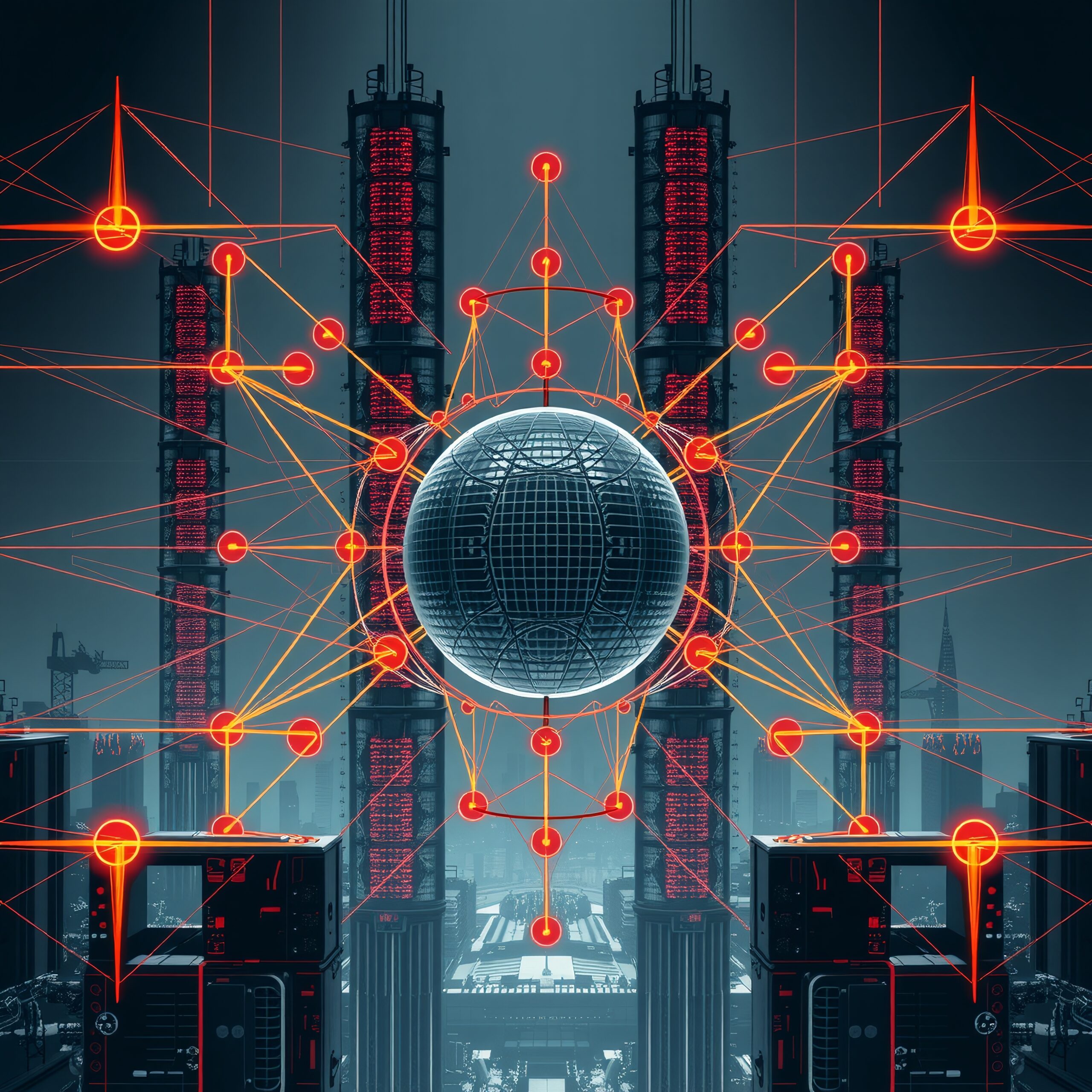 Digital Network Sphere Amidst City