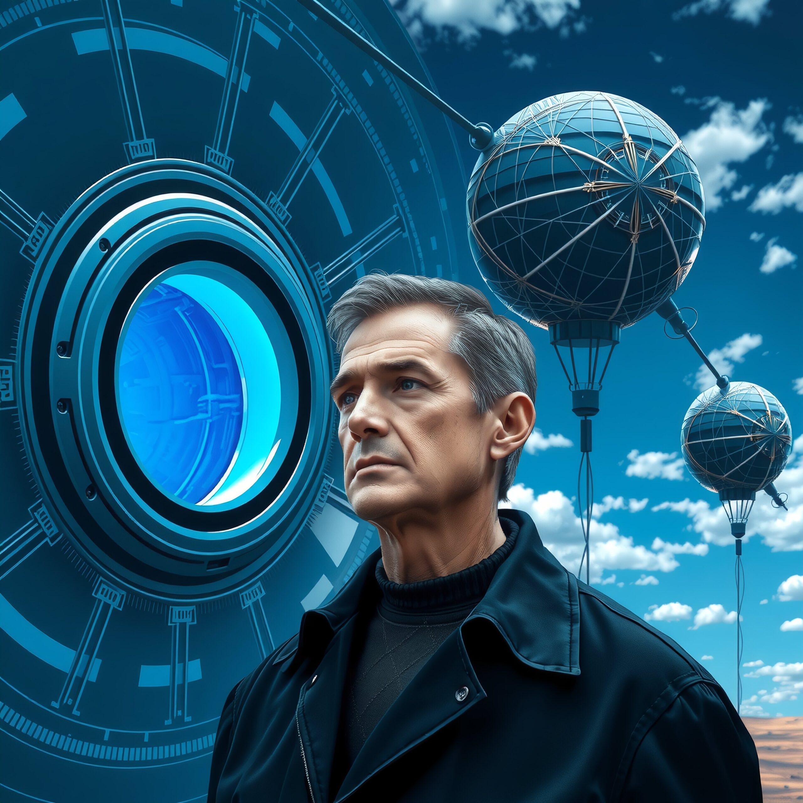 Tech Visionary in Futuristic Landscape