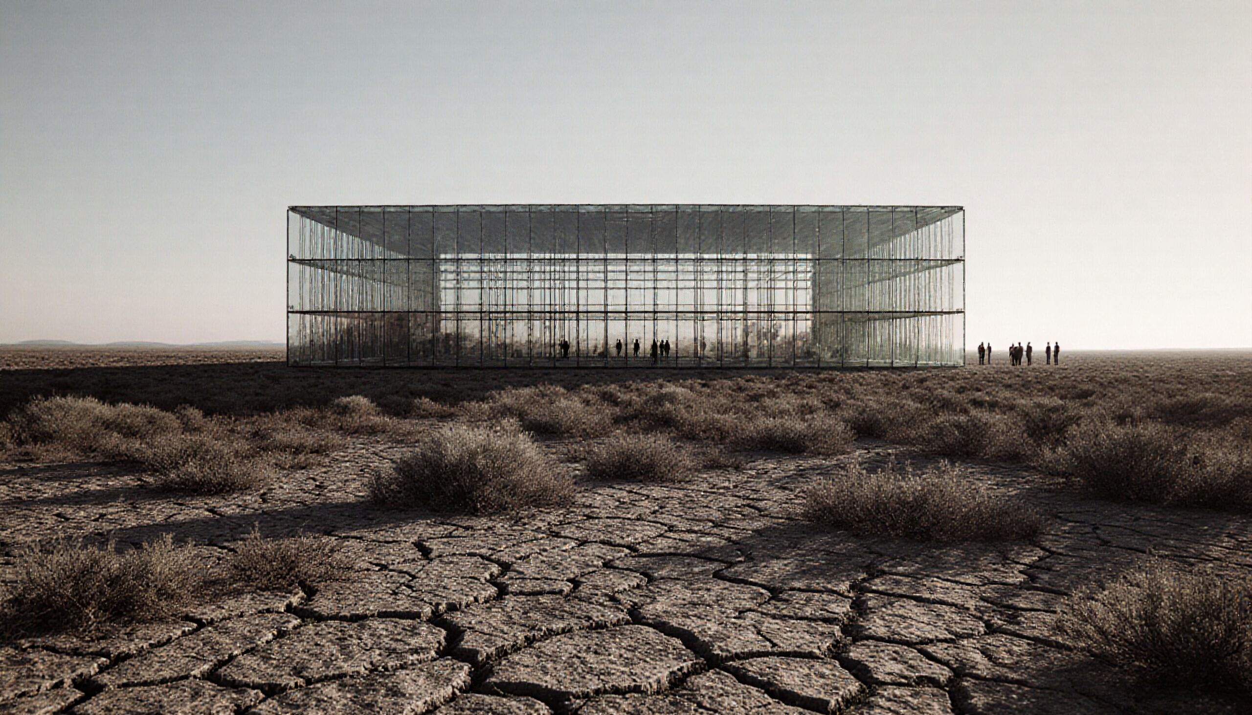 Desolate Landscape with Transparent Structure