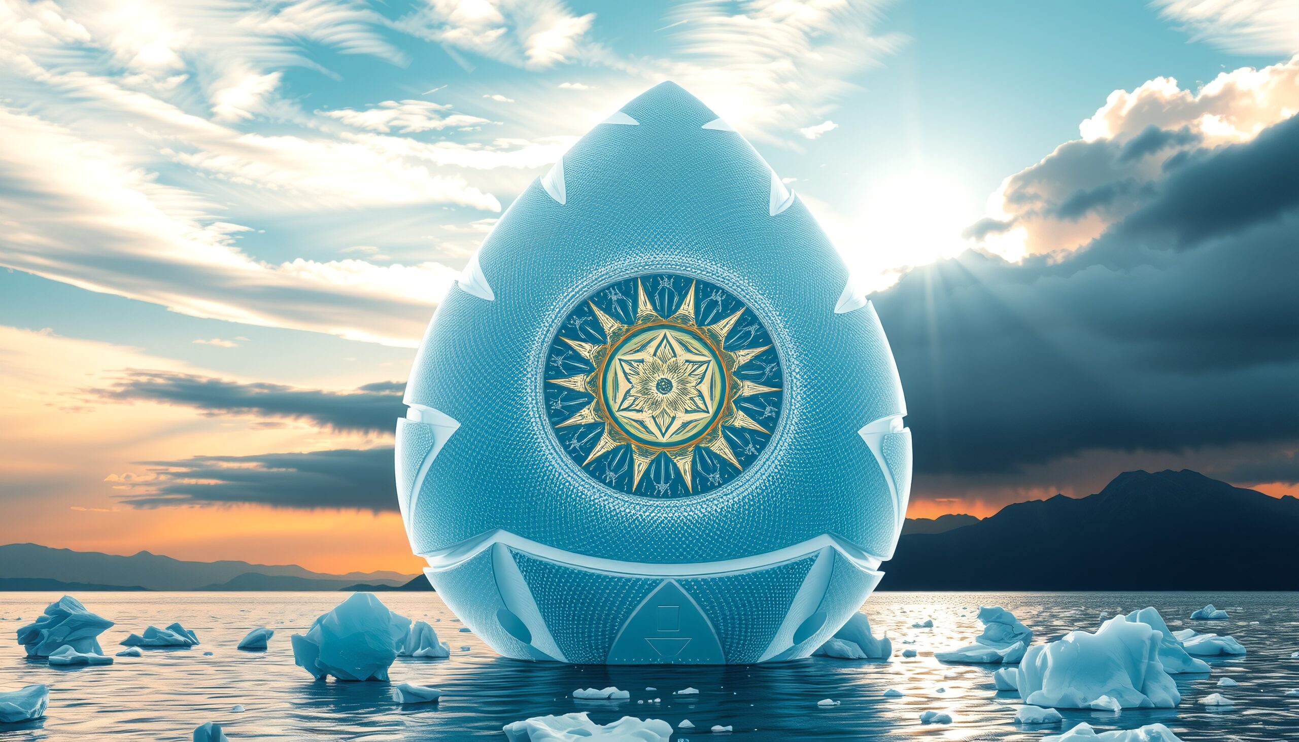 Futuristic Floating Ice Sphere