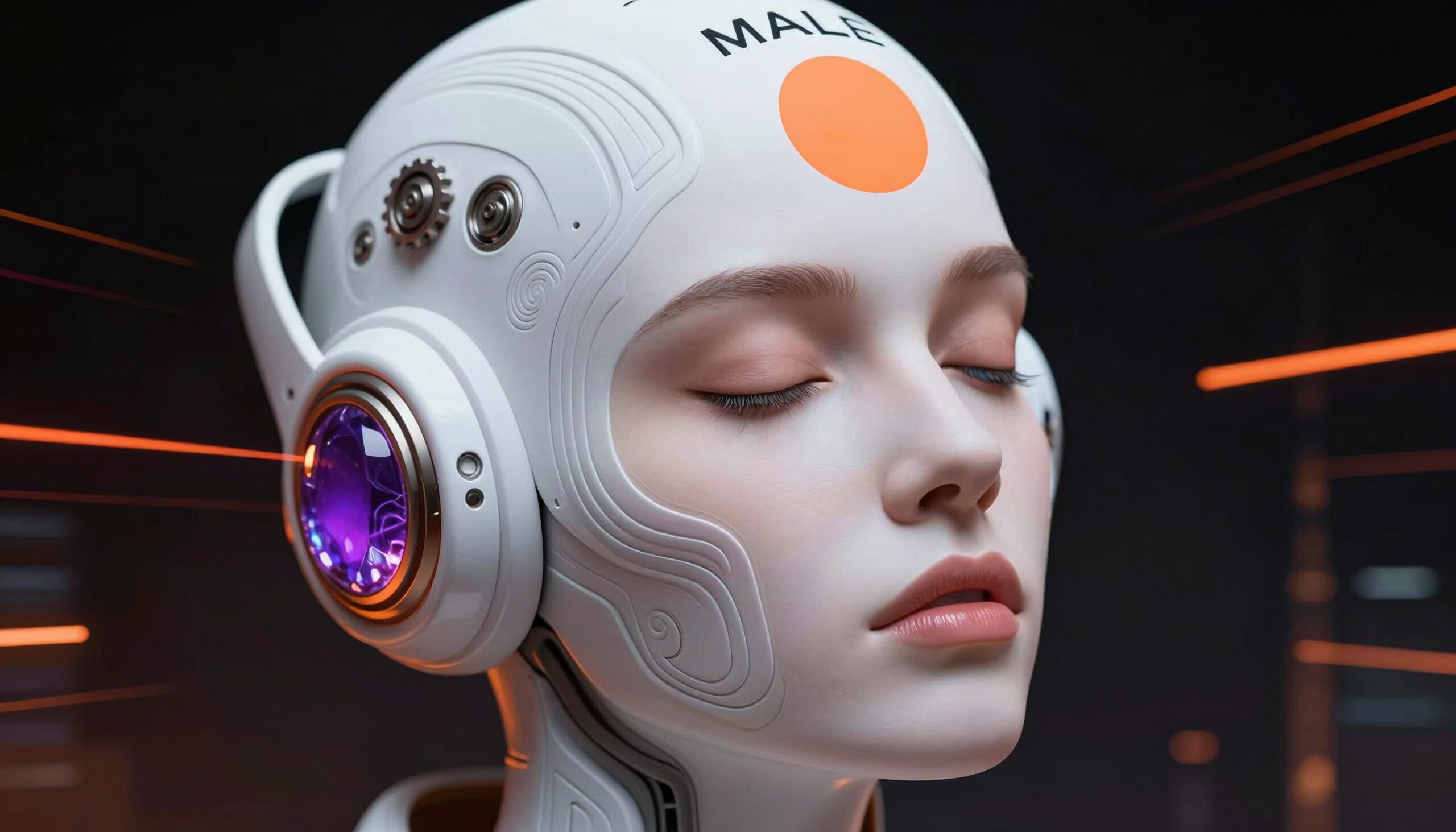 Futuristic Humanoid Robot Contemplation