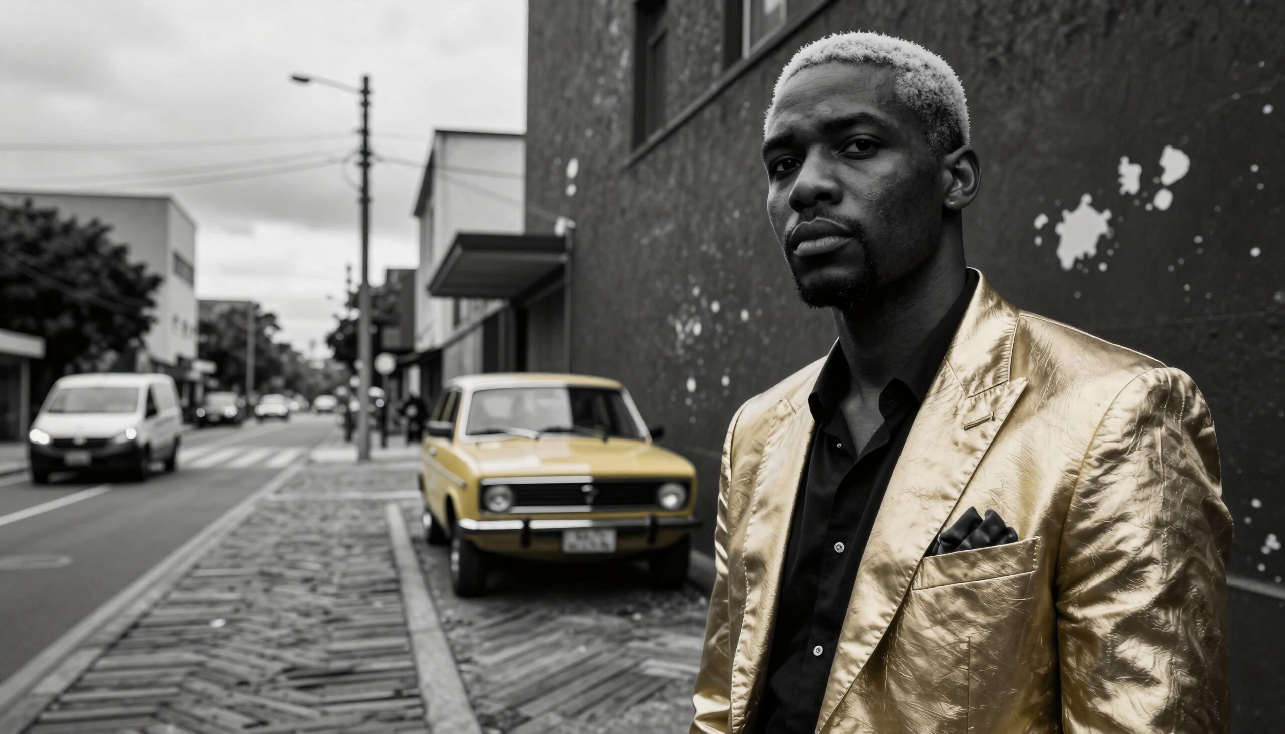 Golden Suit in Urban Scene