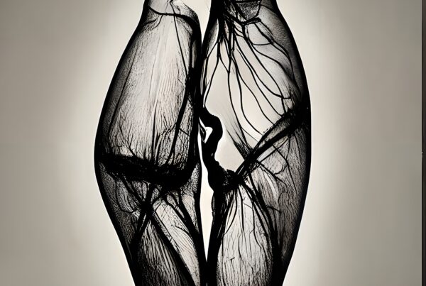 Artistic silhouette of two organisms intertwined.
