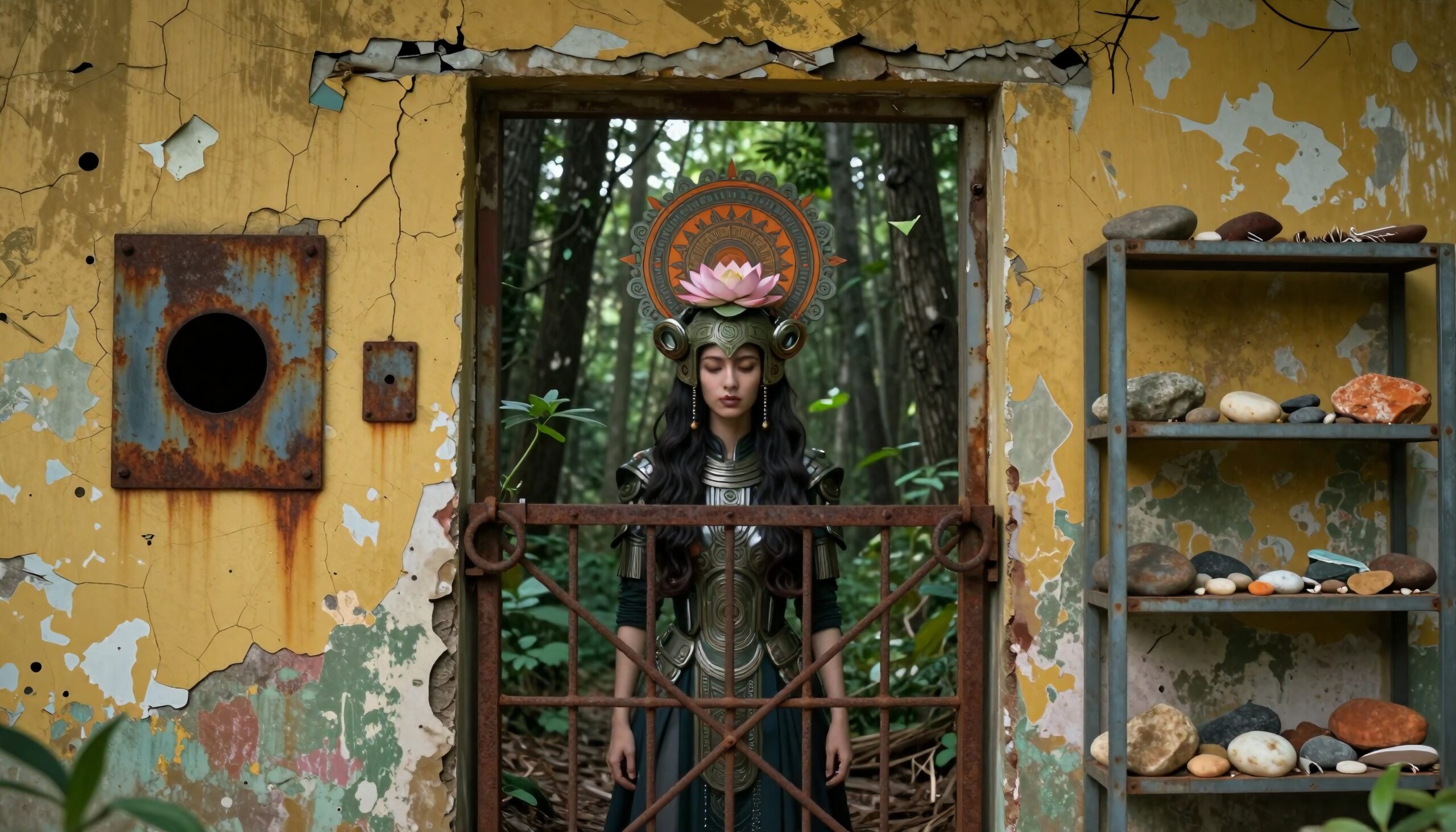 Mystical Figure in Forest Doorway