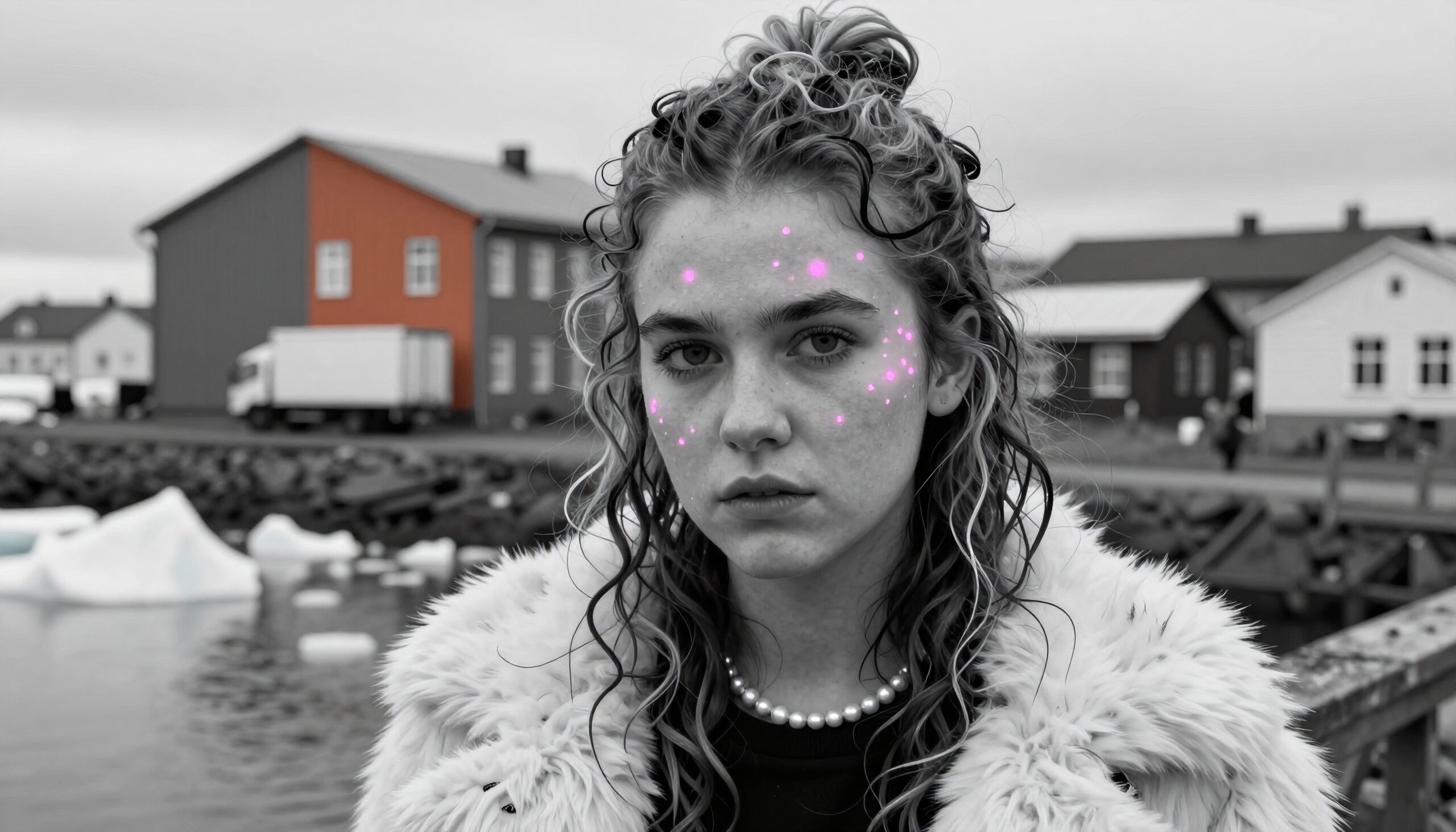Young Woman in Icy Town