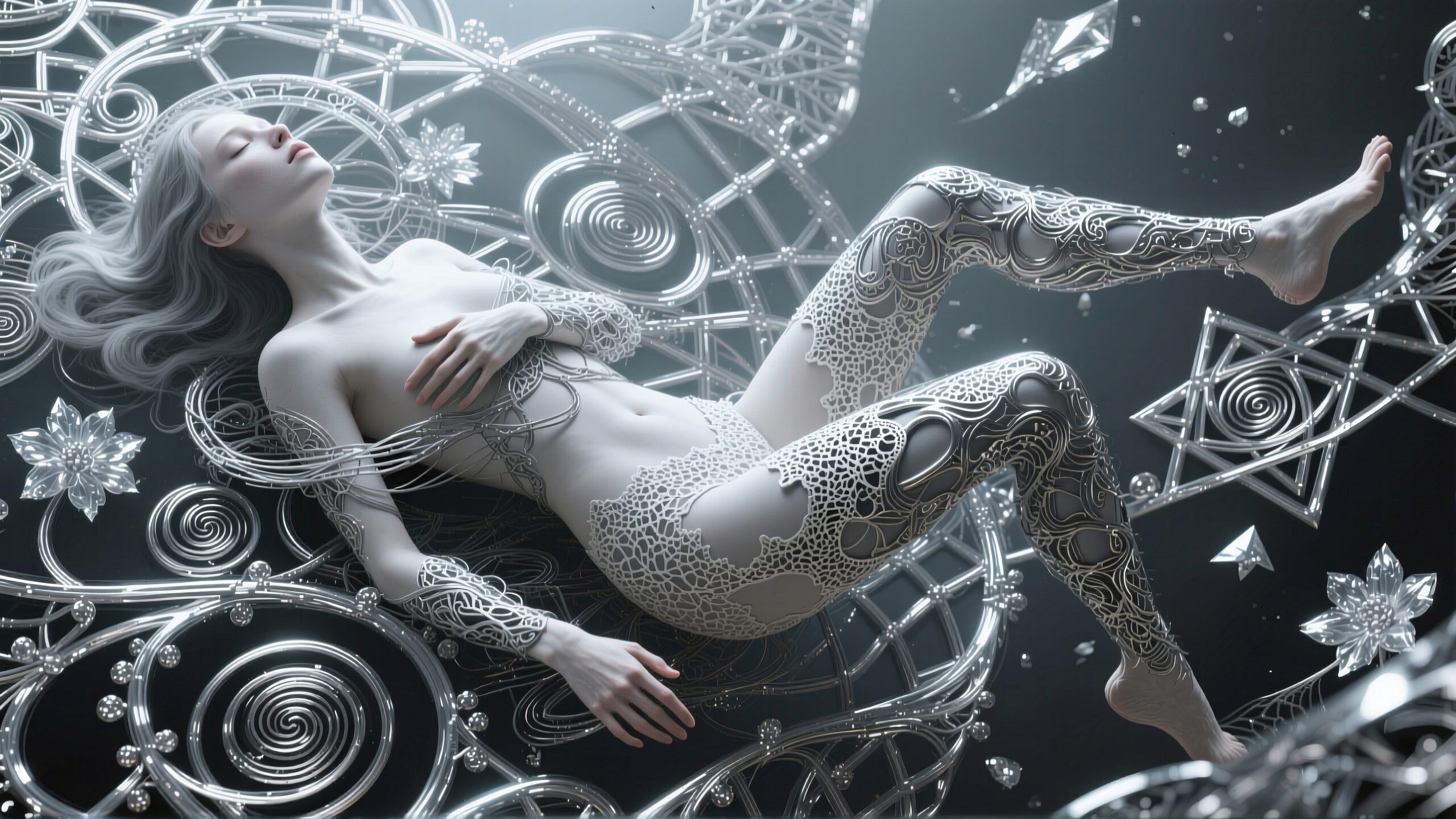 Futuristic Ethereal Suspended Woman Design