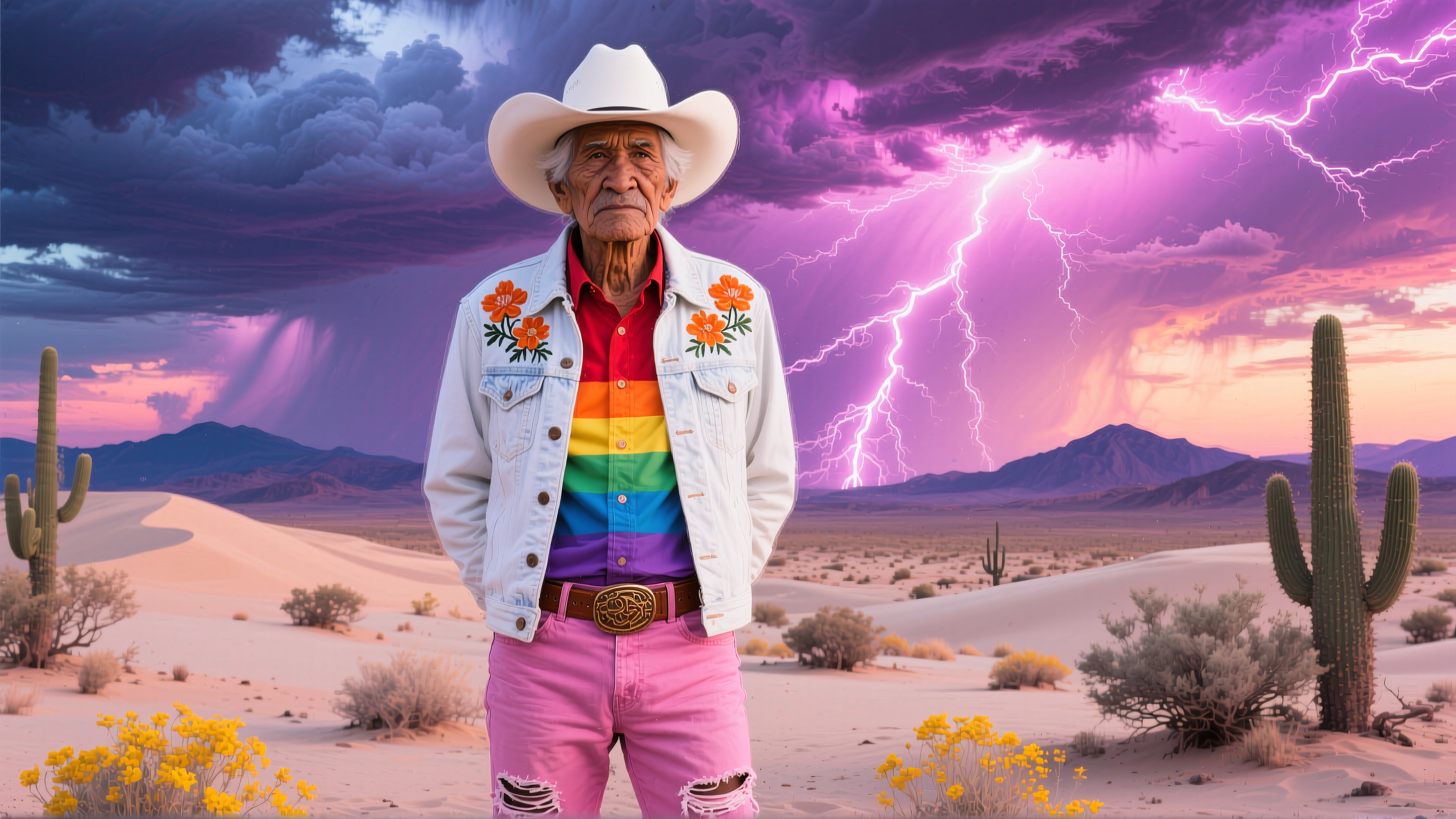 Desert Cowpoke in Rainbow Apparel