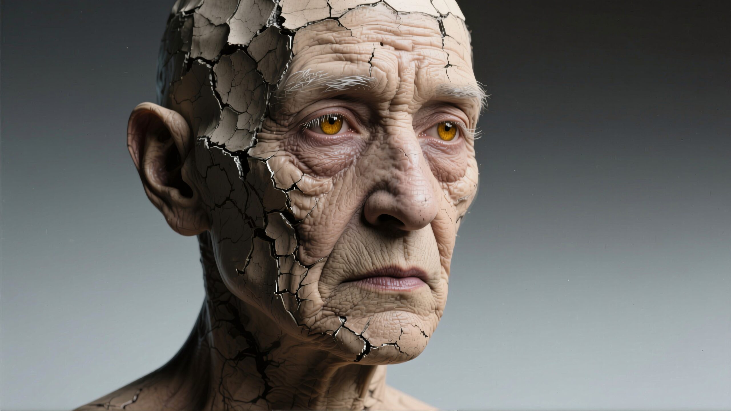 Cracked Elderly Portrait Illustration