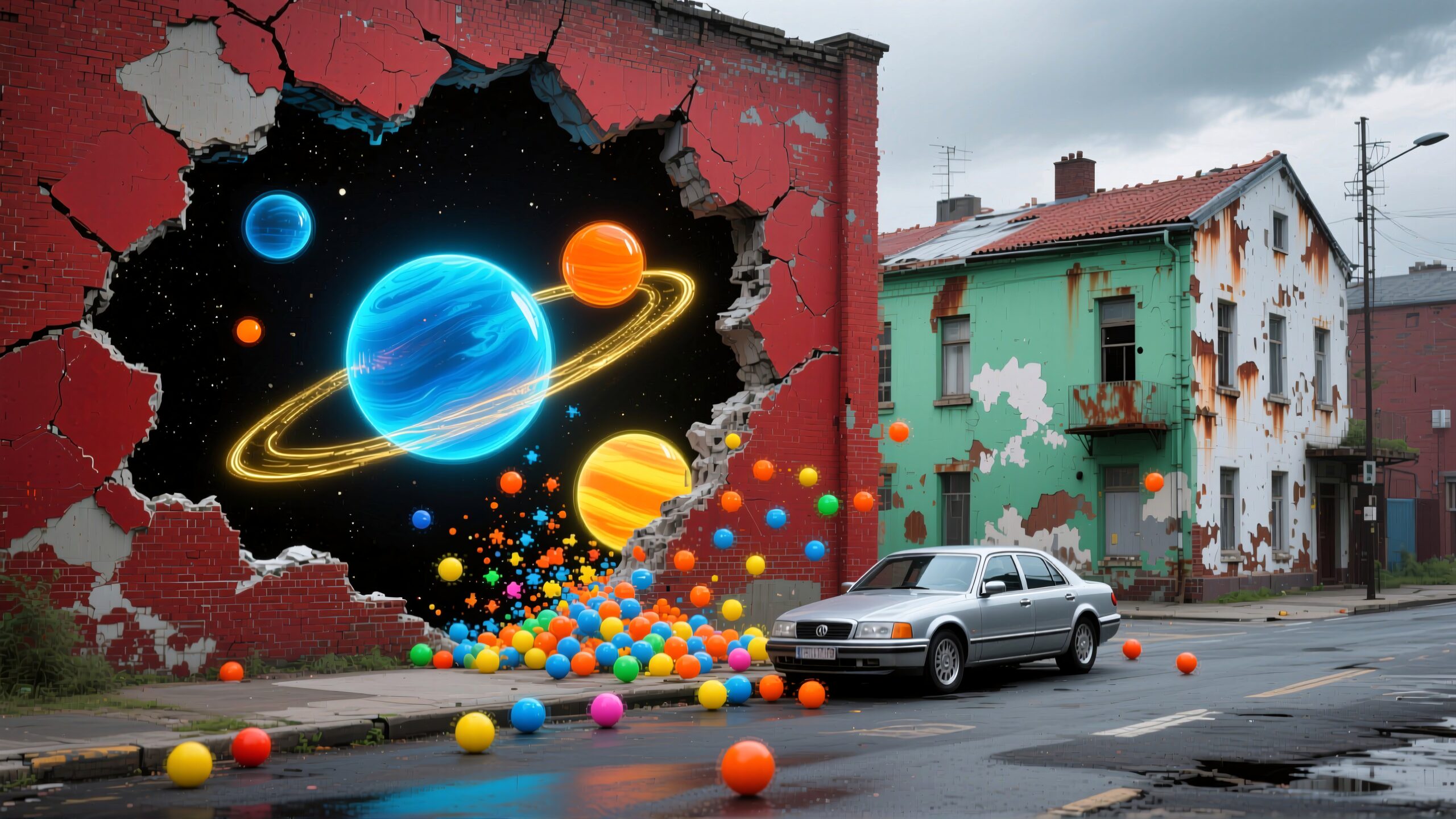 Cosmic Worlds Break Through Wall