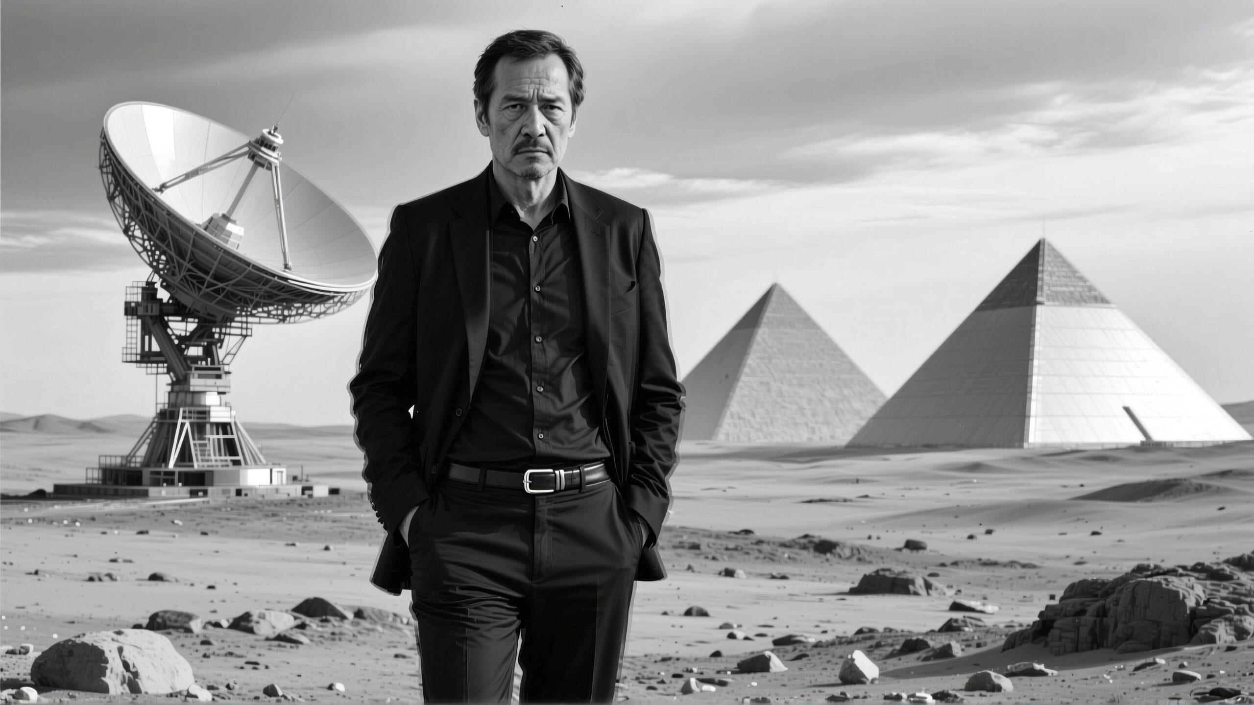 Man Satellite Pyramids Desert Mystery