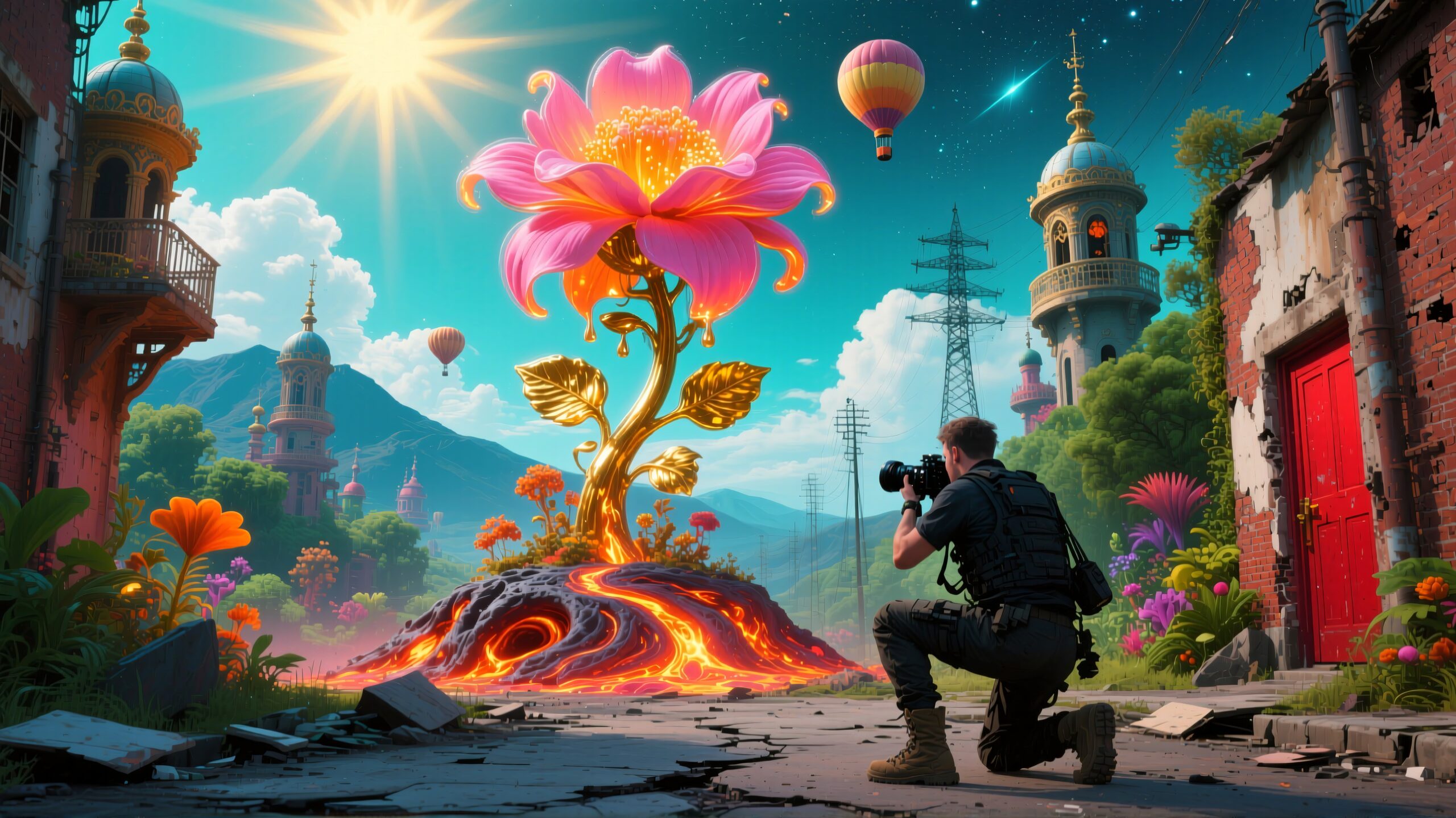 Surreal Blossom in Urban Landscape