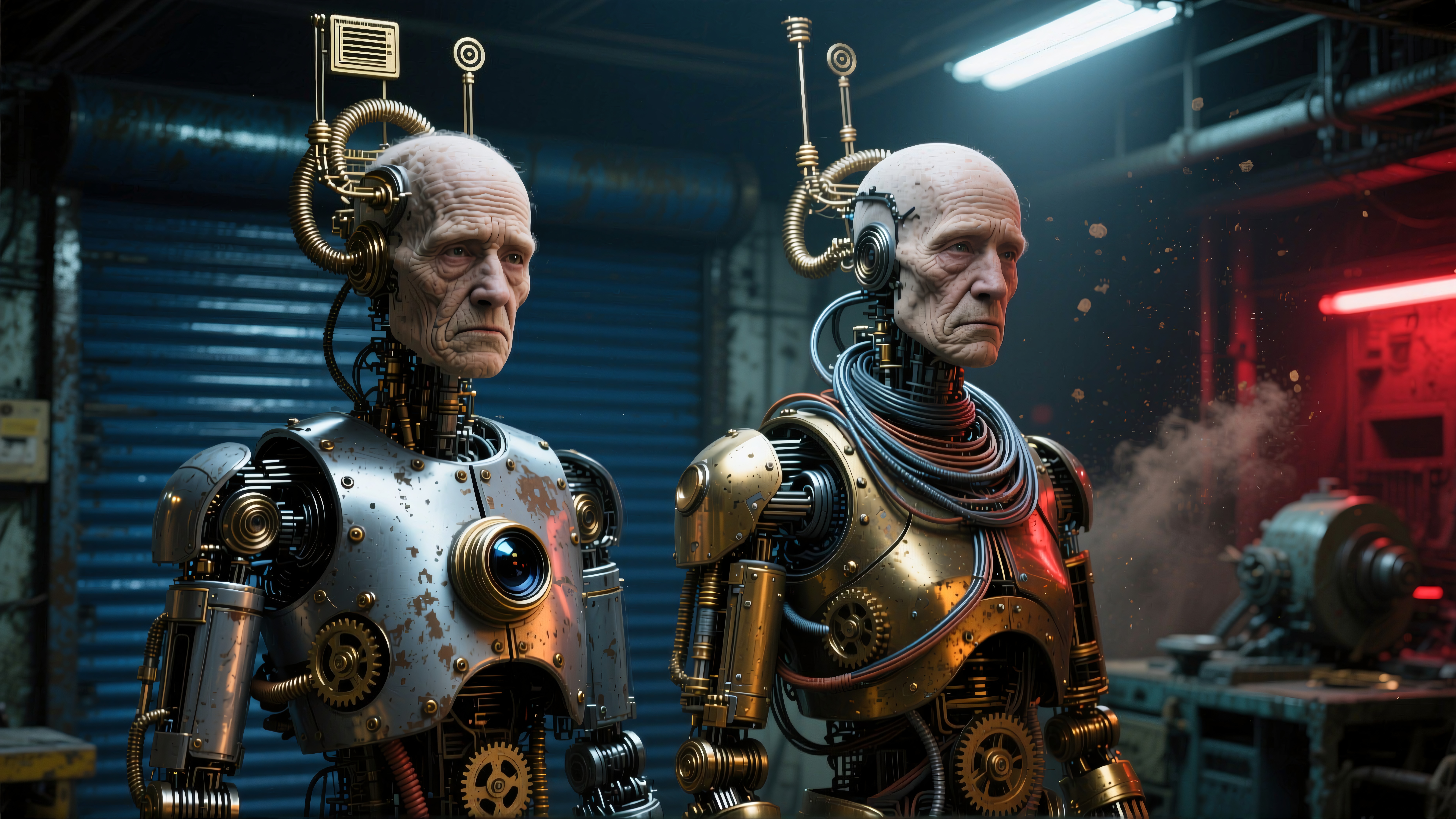 Futuristic Mechanical Humanoid Companions