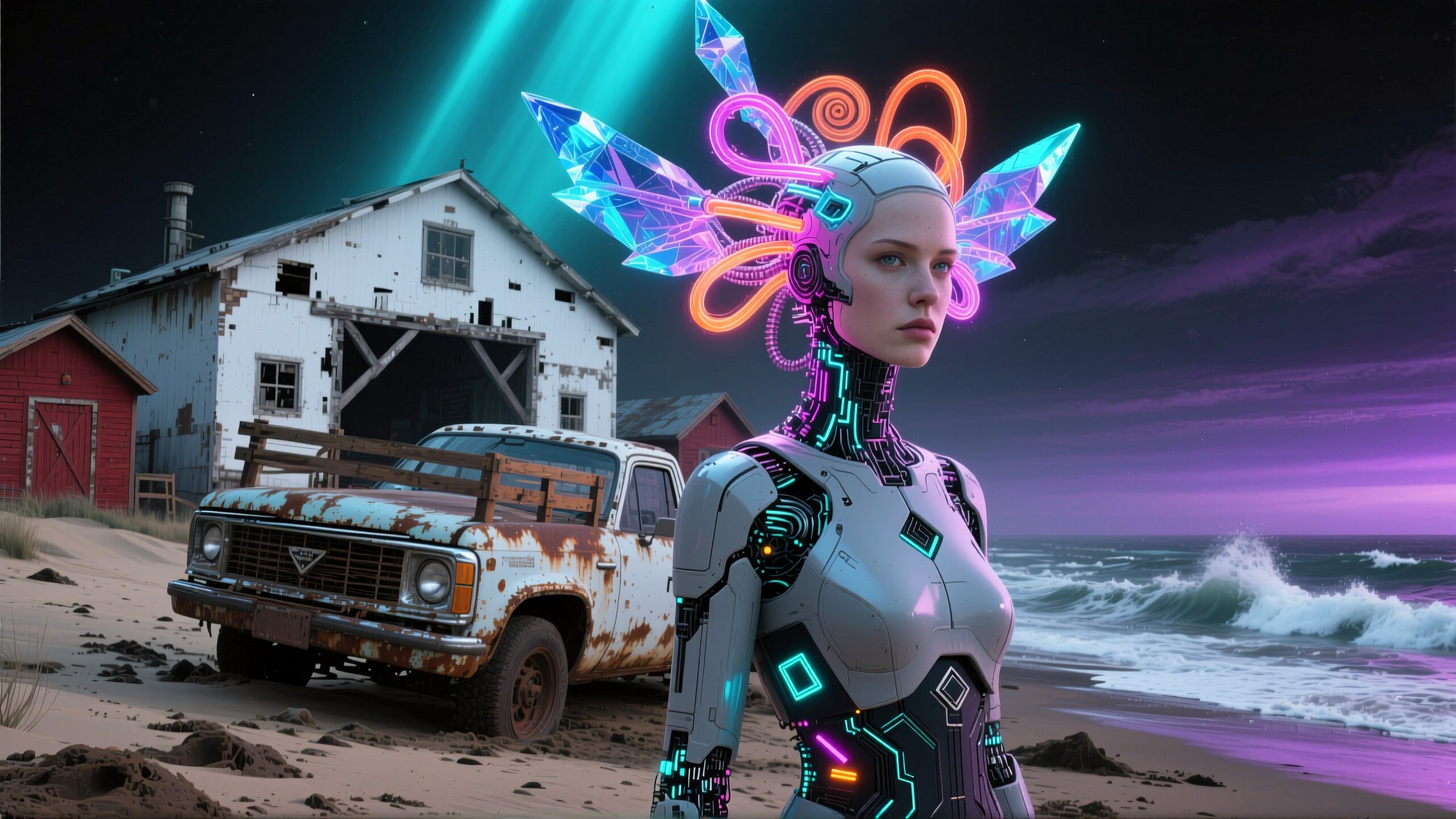 Futuristic Android by the Sea