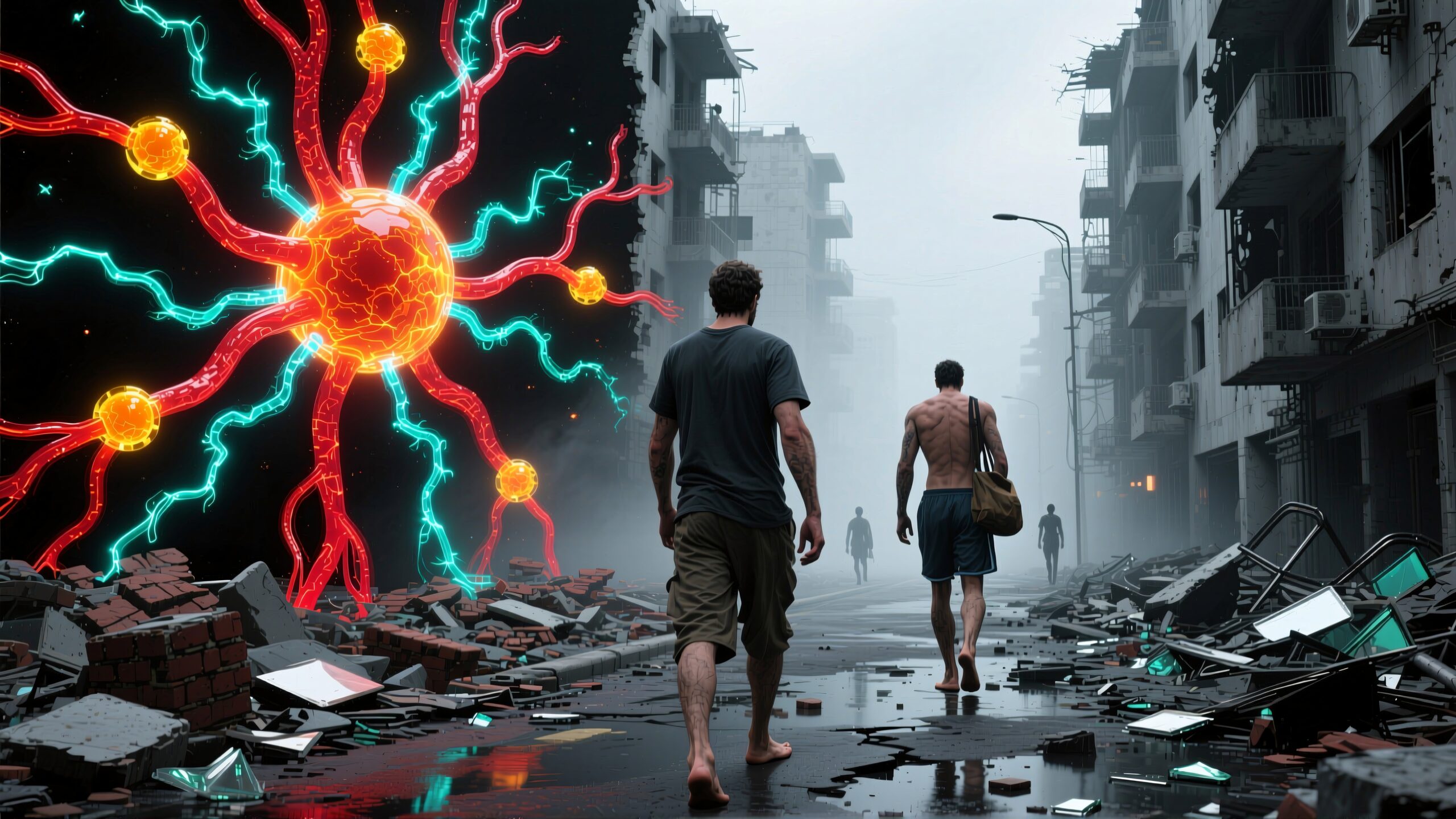 Futuristic Journey in Ruined City