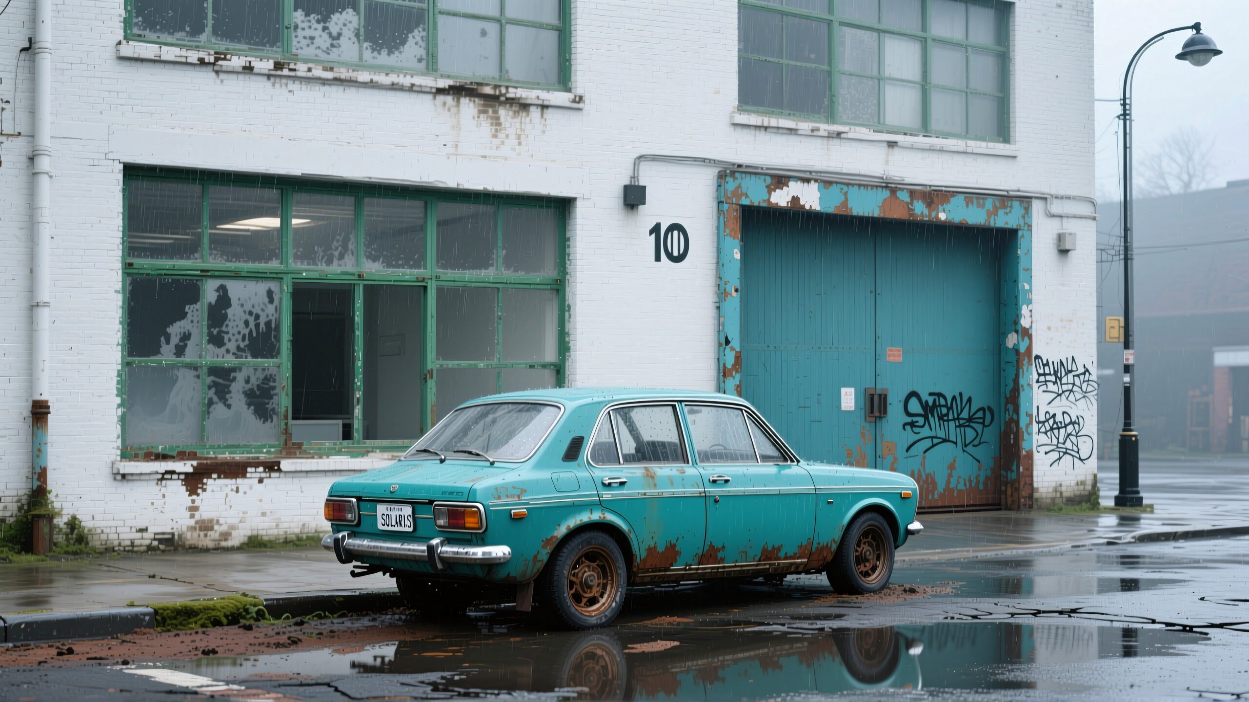 Rusty Vintage Car Urban Scene