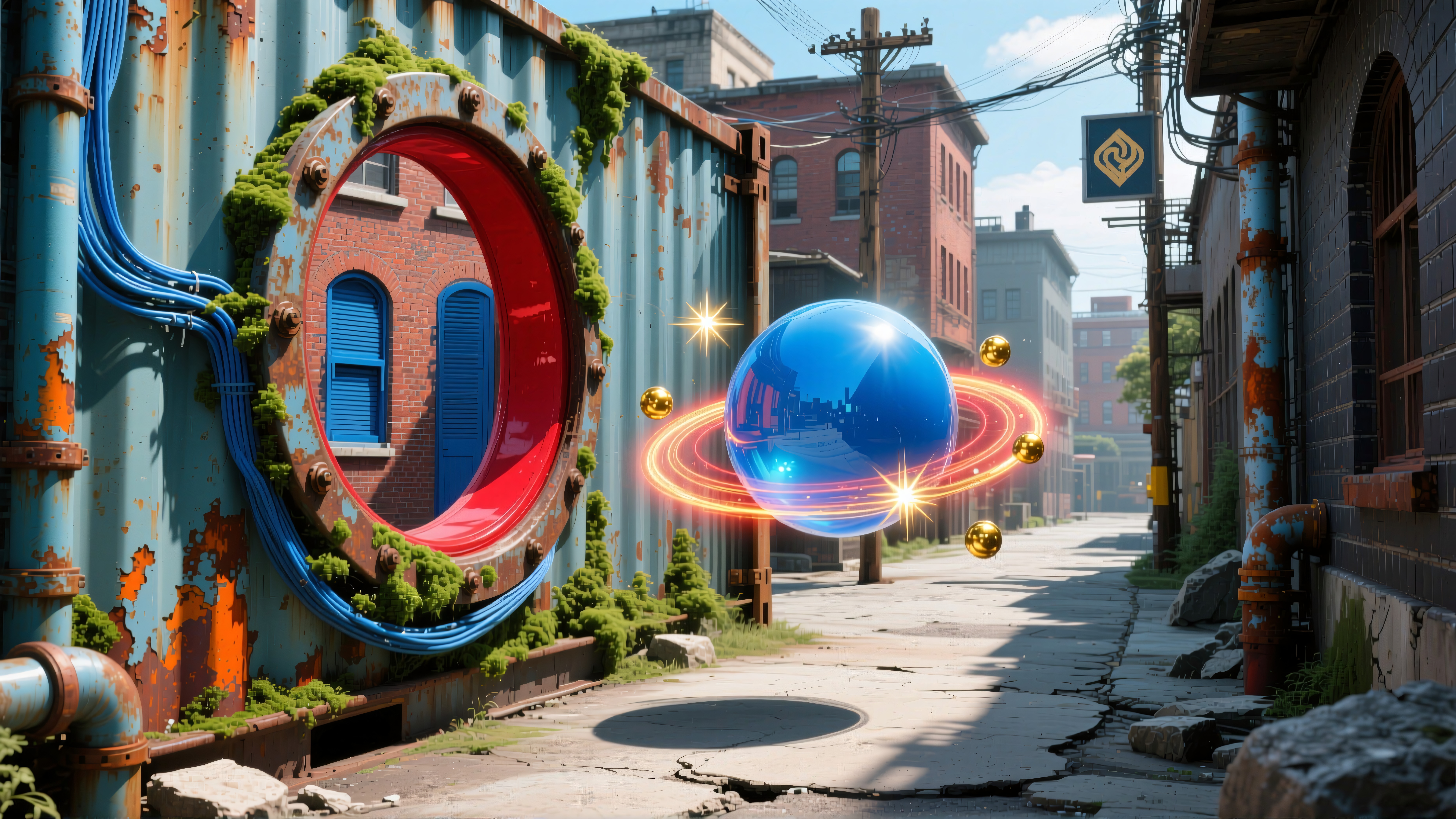 Mystical Sphere in Urban Alley