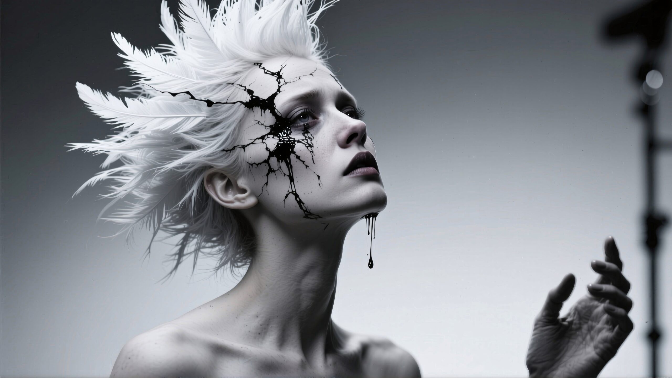 Ethereal Figure with Cracked Face