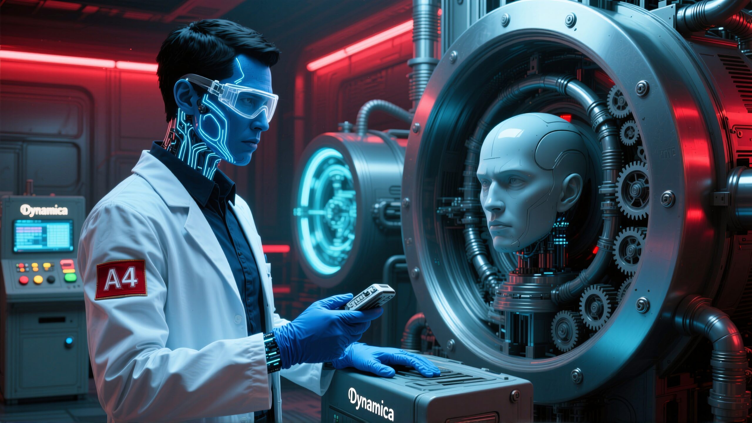 Futuristic Laboratory with Humanoids