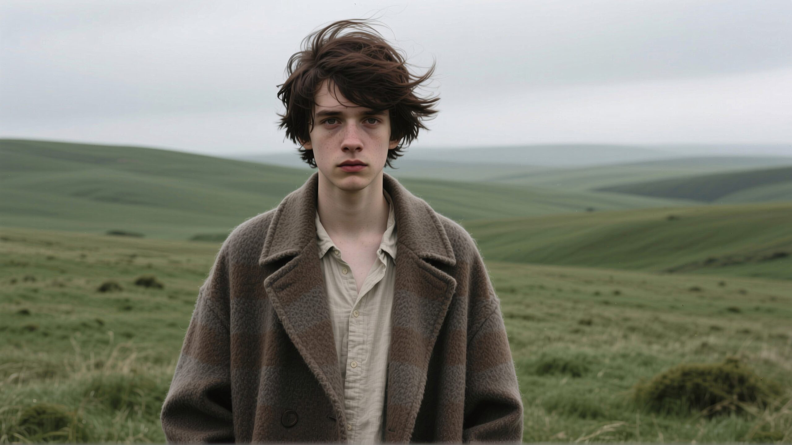 Solitary Figure in Rolling Hills