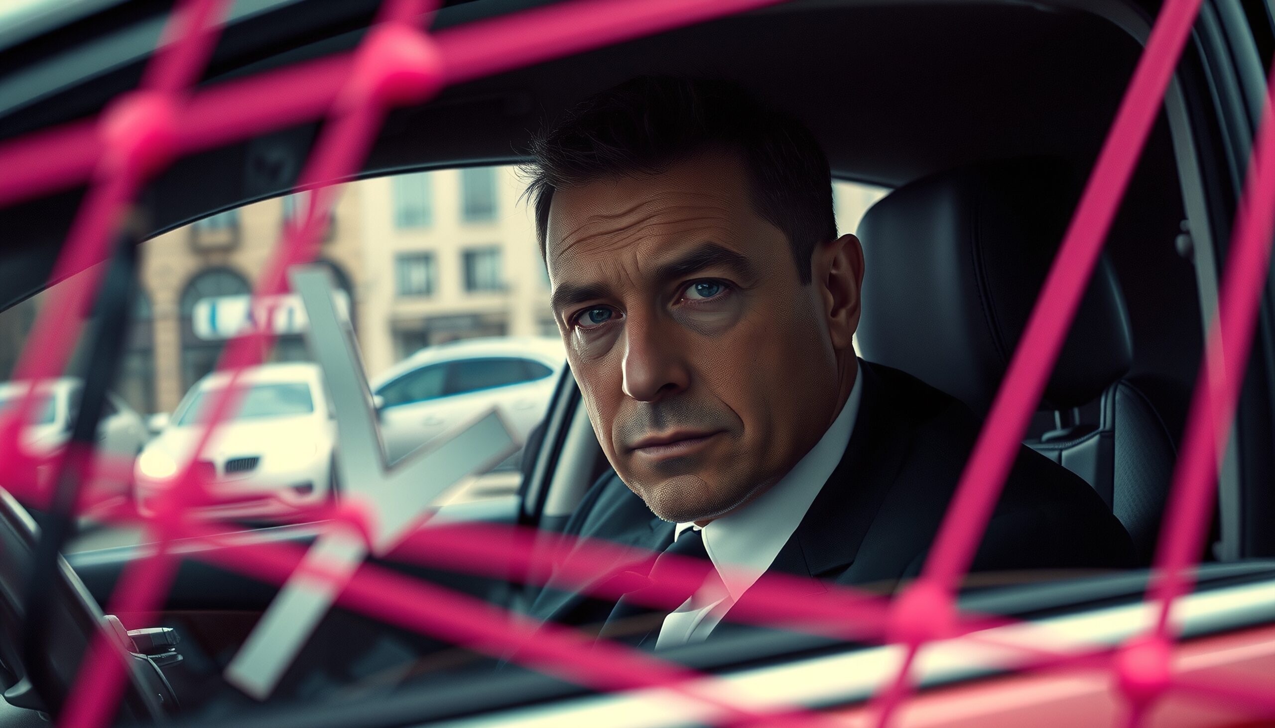 Man’s Intense Gaze Through Window