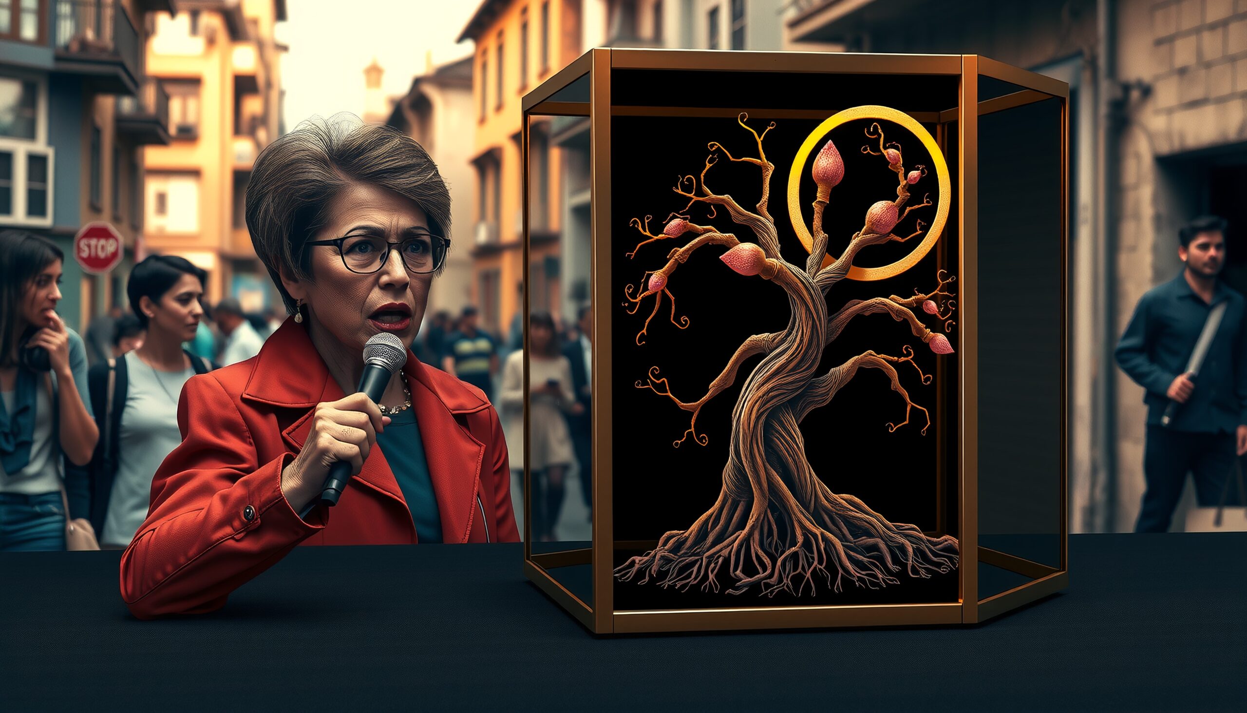 Street Interview with Tree Sculpture